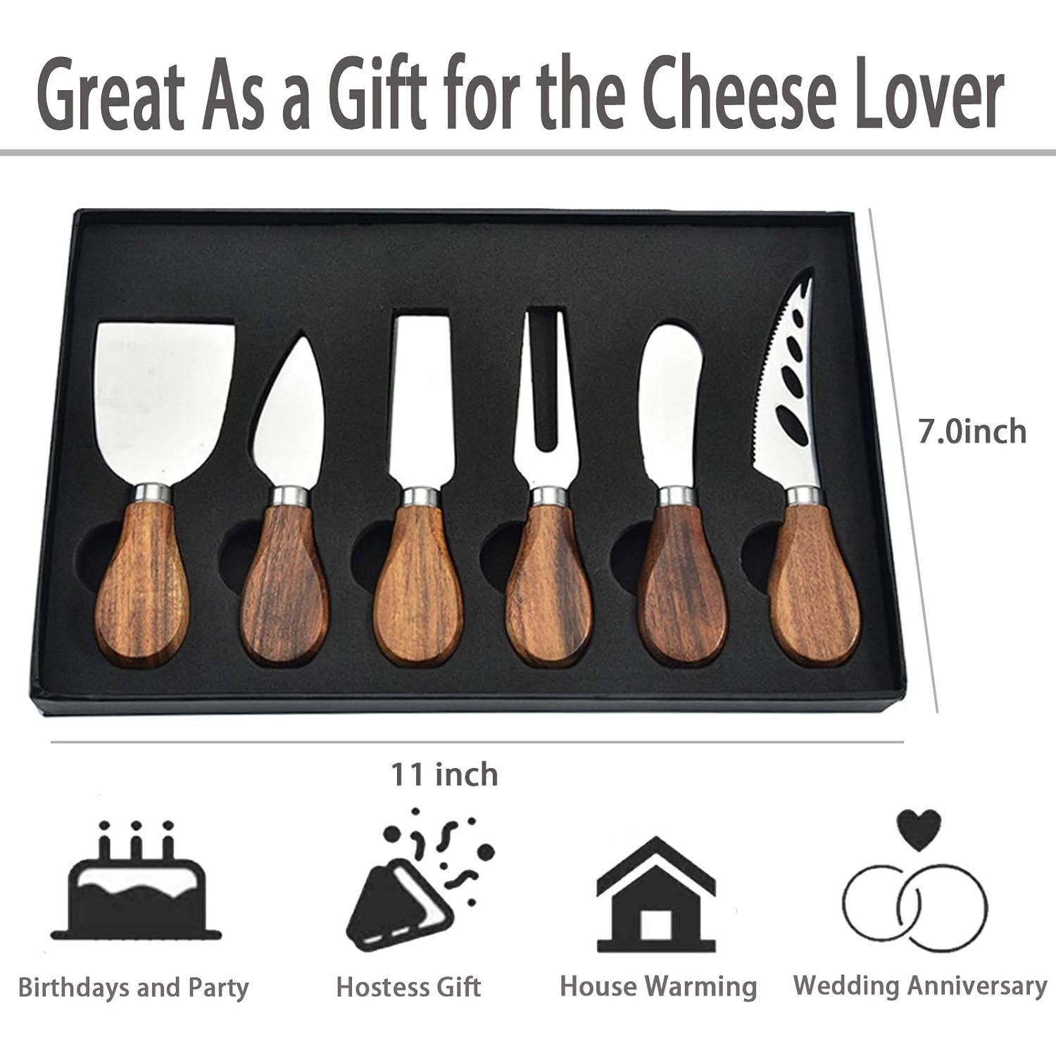 Juego de Cuchillos para Queso KT-GARY 6 Piezas Acero Inoxidable