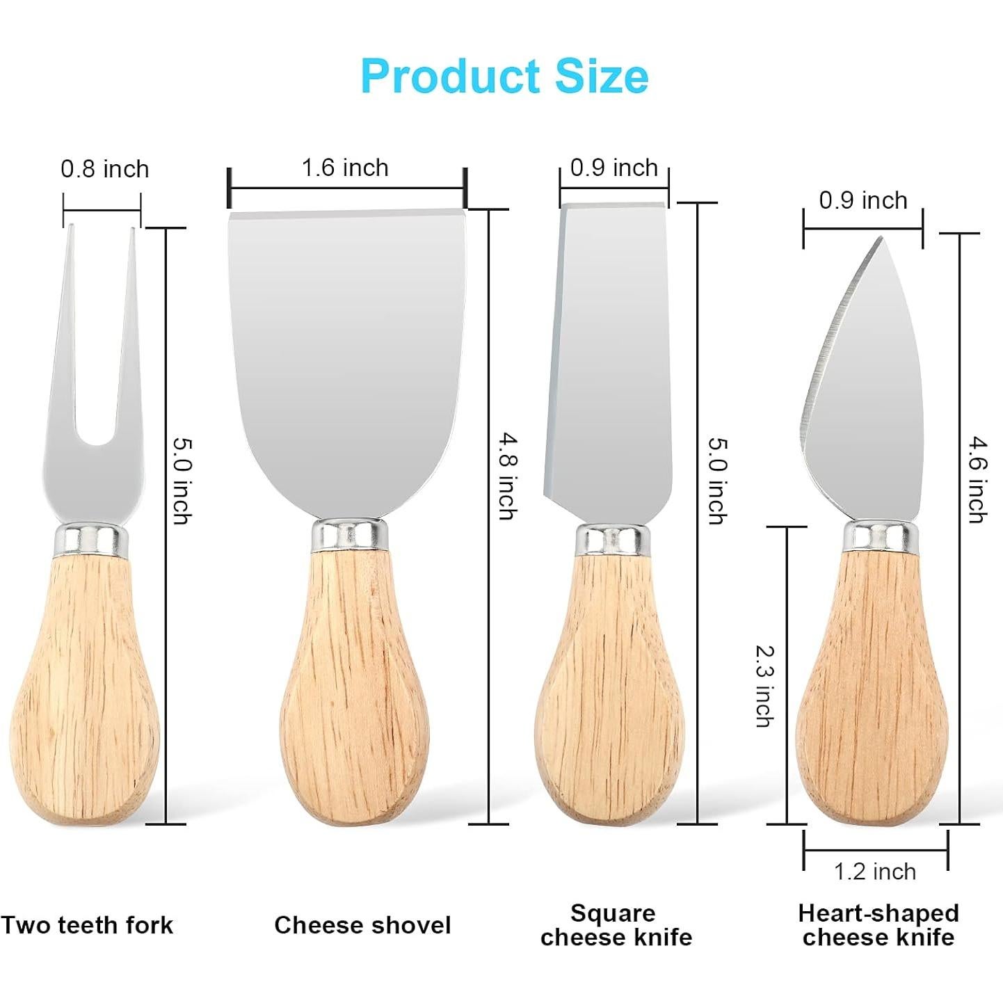 Juego de 4 cuchillos para queso UUBAAR de acero inoxidable