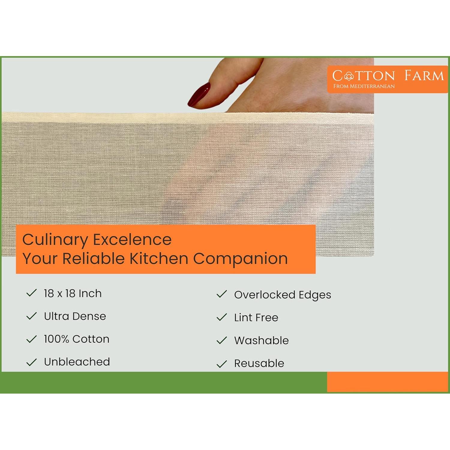 Pano de Queso Cotton Farm 45.72x45.72 cm Grado 100 Reutilizable