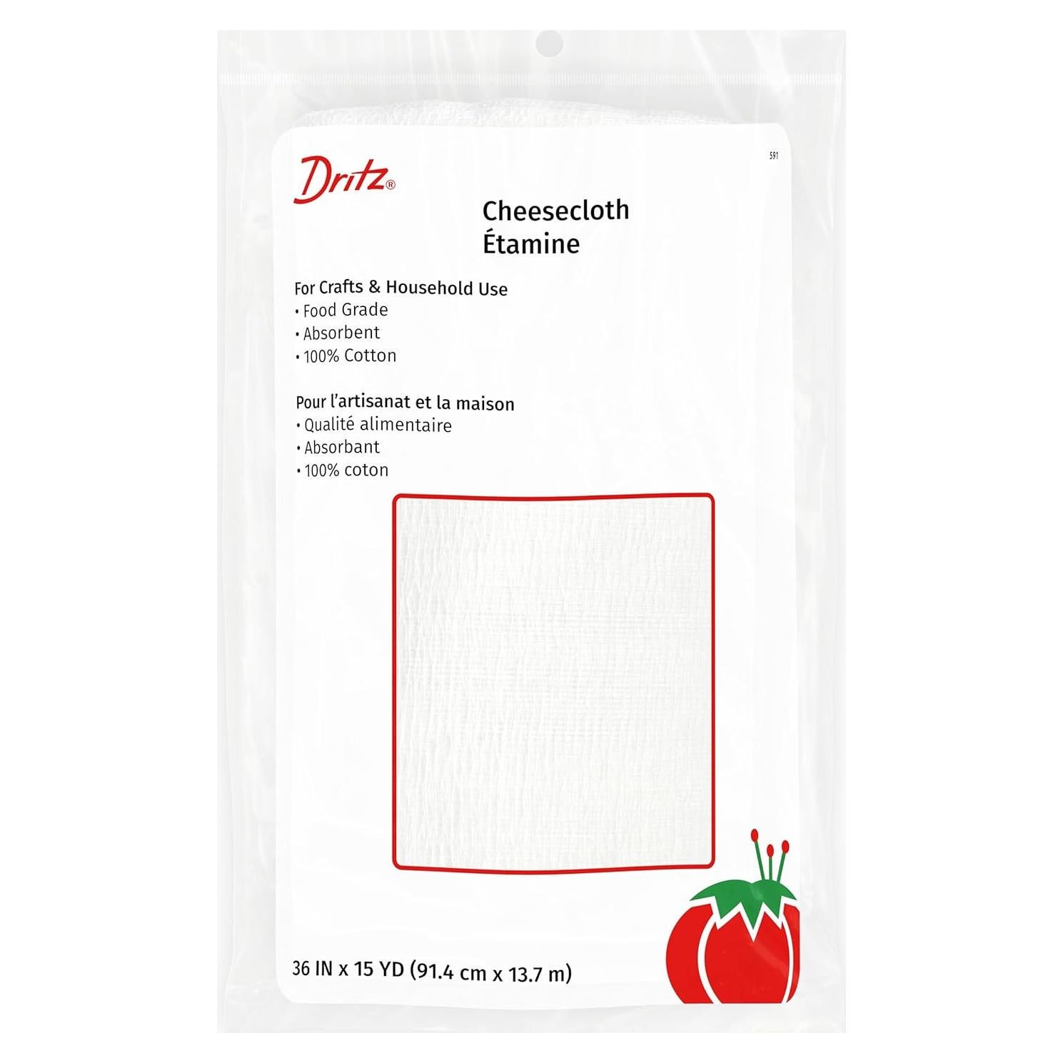 Tela de Queso Dritz 591 100% Algodón Grado Alimenticio 91.44x13.72m