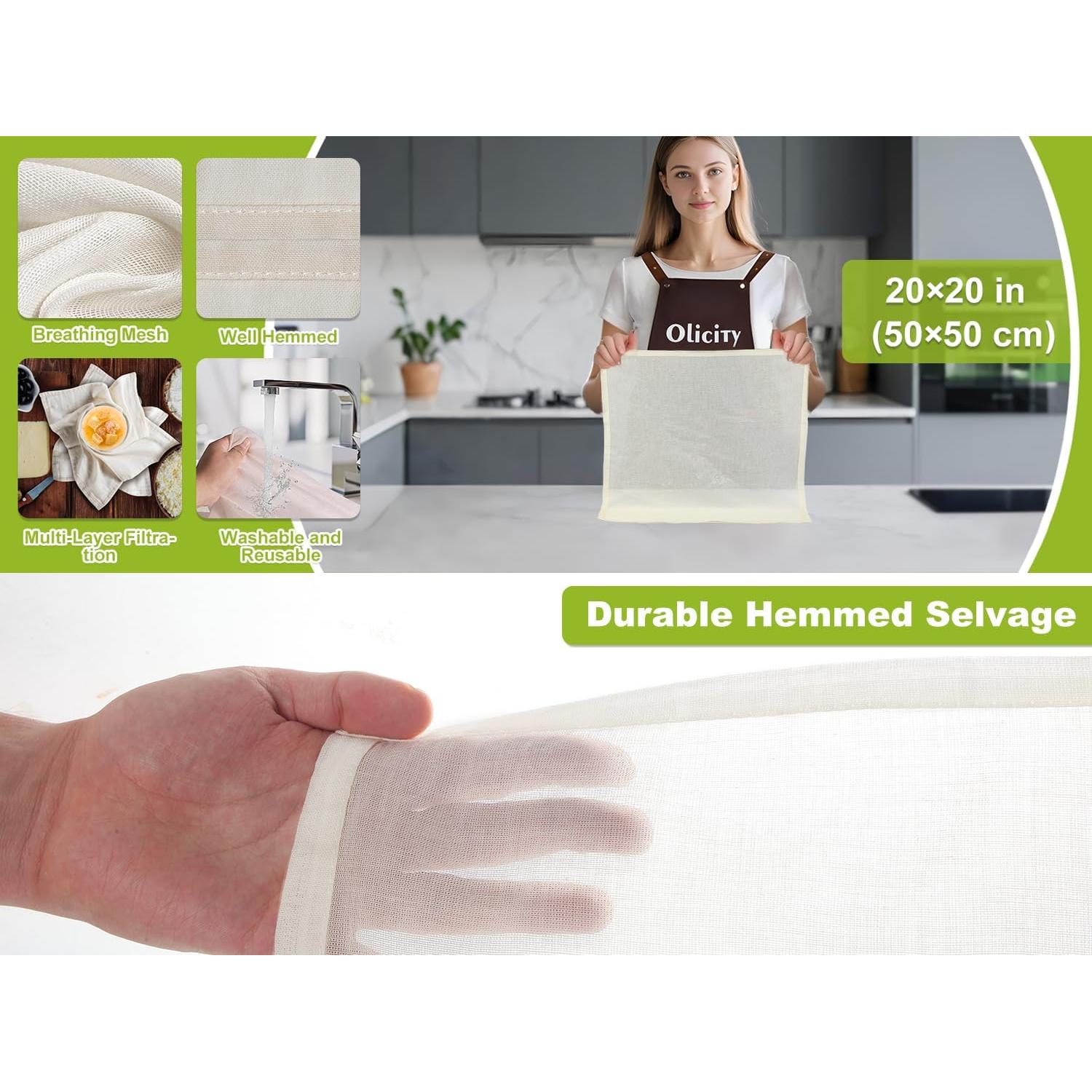 Paños de Queso Orgánicos Olicity 20x20 cm 2PCS Certificados GOTS