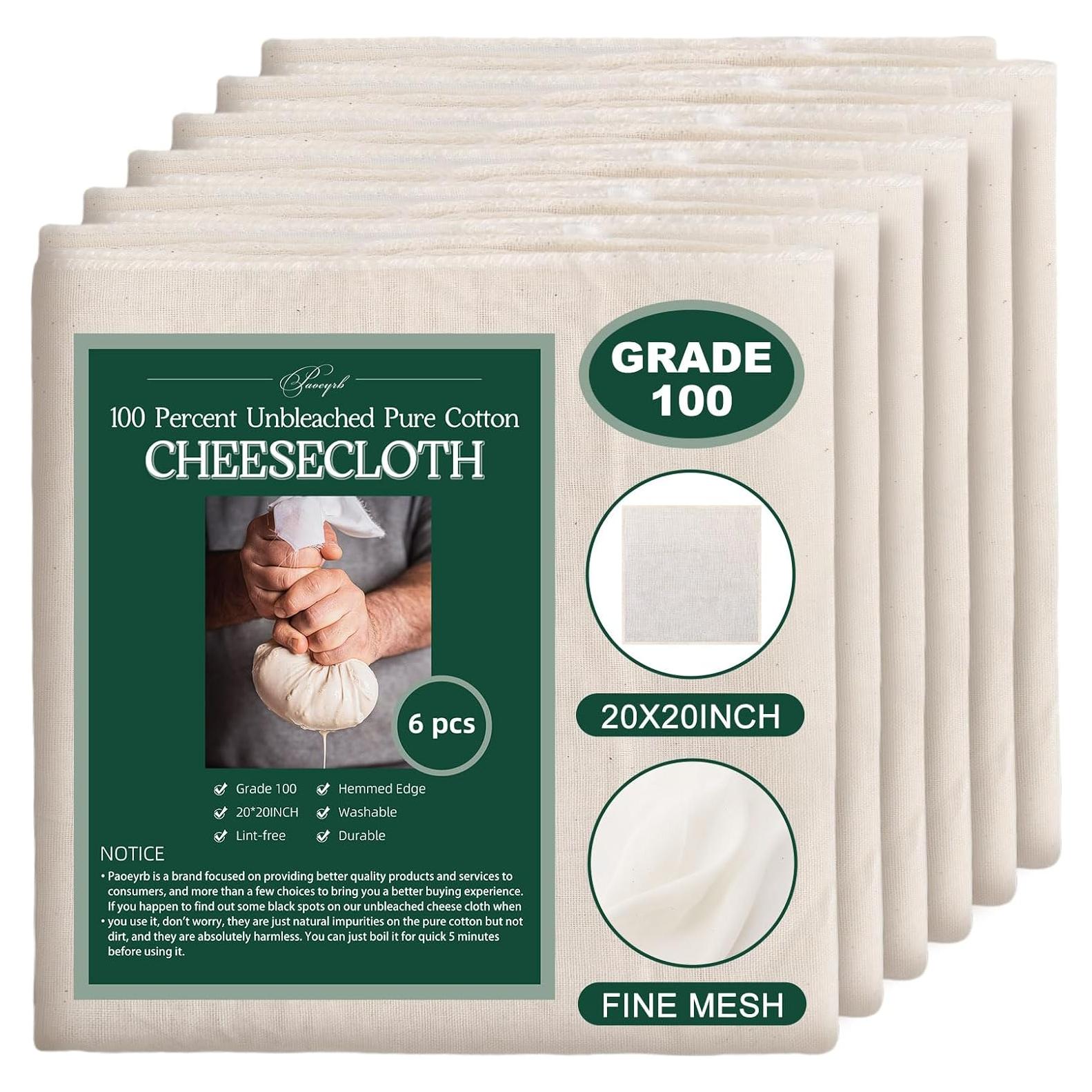 6 Piezas Tela de Queso Orgánica 20x20 cm Paoeyrb Reutilizable