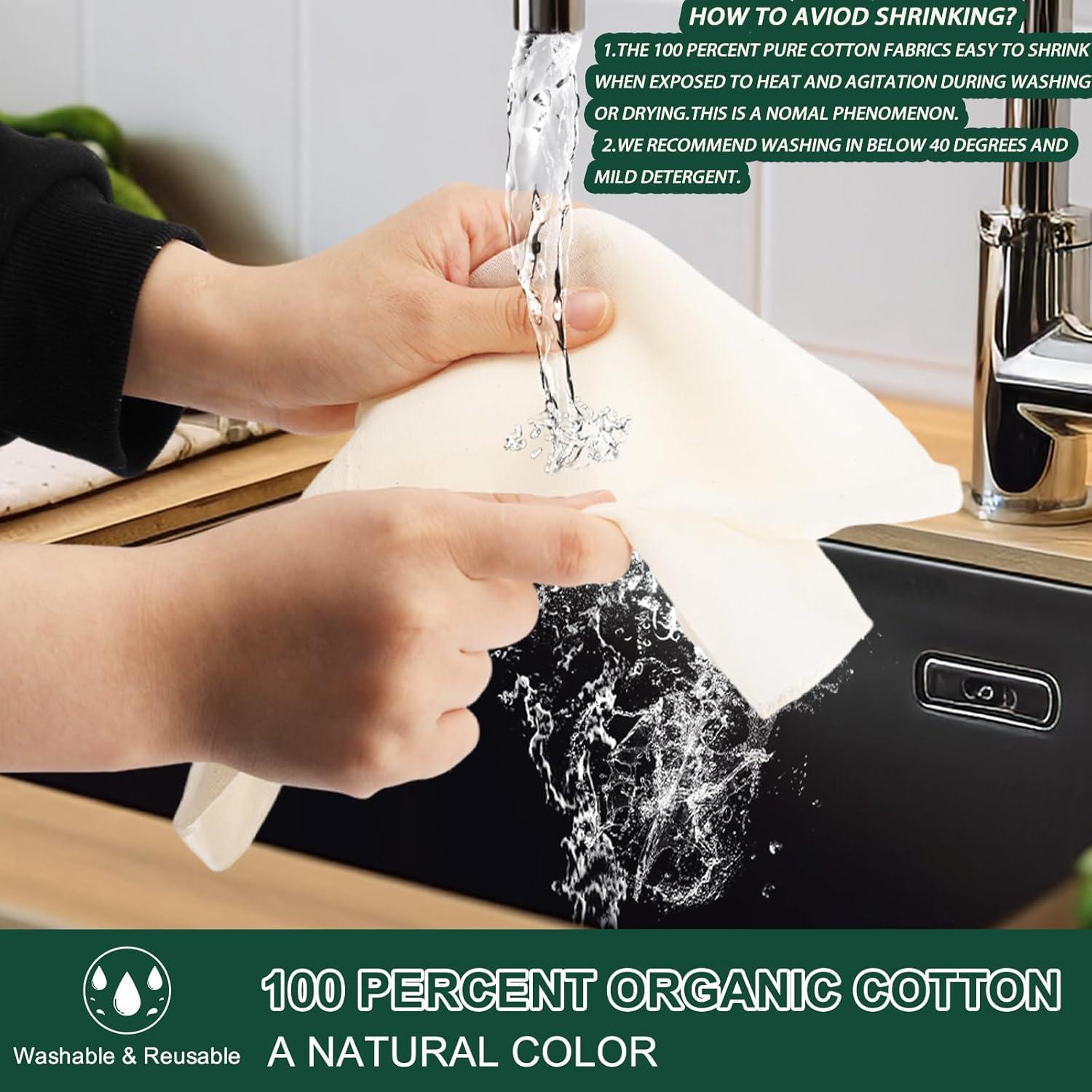 6 Piezas Tela de Queso Orgánica 20x20 cm Paoeyrb Reutilizable