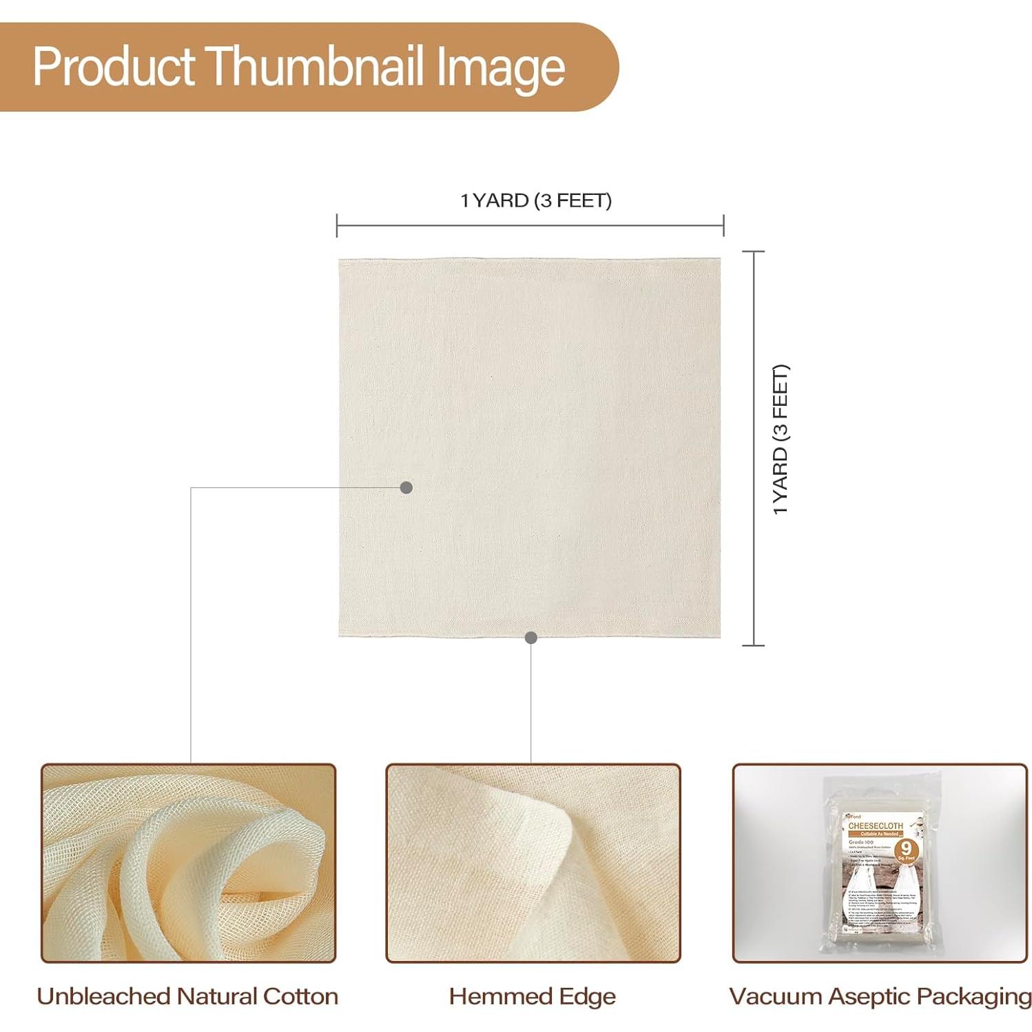 Tela de Queso eFond 0.91m Grado 100 Algodón Natural Reutilizable