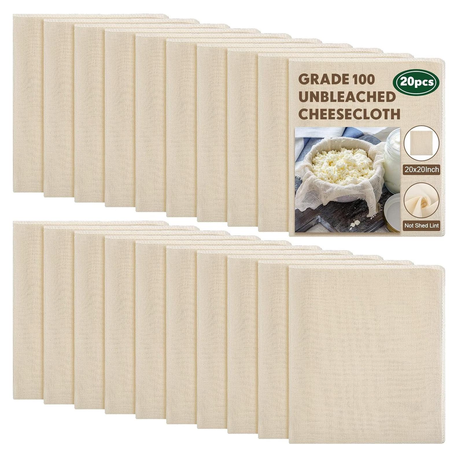 20 Paños de Queso Reutilizables Chumia 50x50 cm Algodón Sin Blanquear