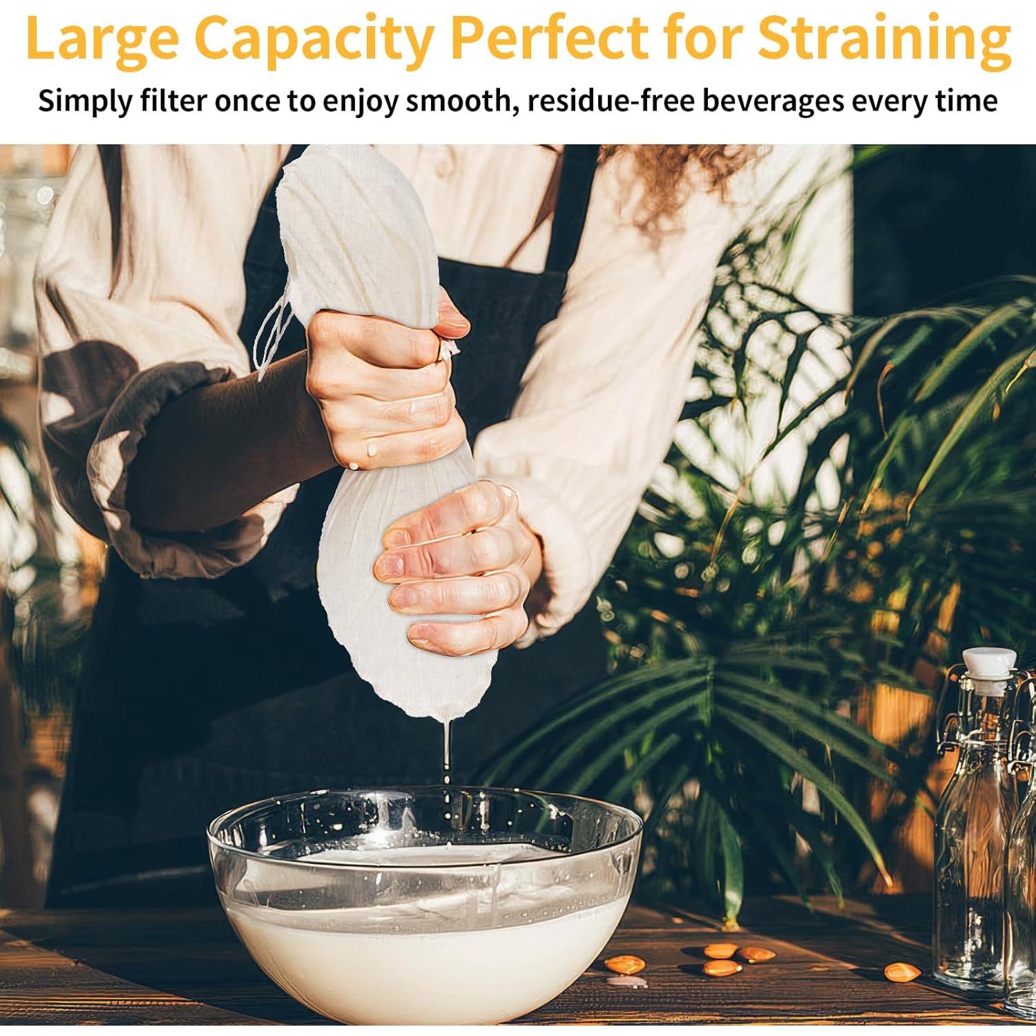 3 Bolsas de Leche de Nueces MOWPOG 30.48cm Algodón Natural