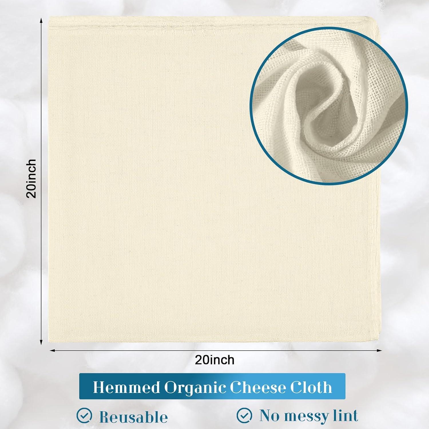 60 Piezas Tela de Queso Reutilizable Peryiter 50.8x50.8 cm