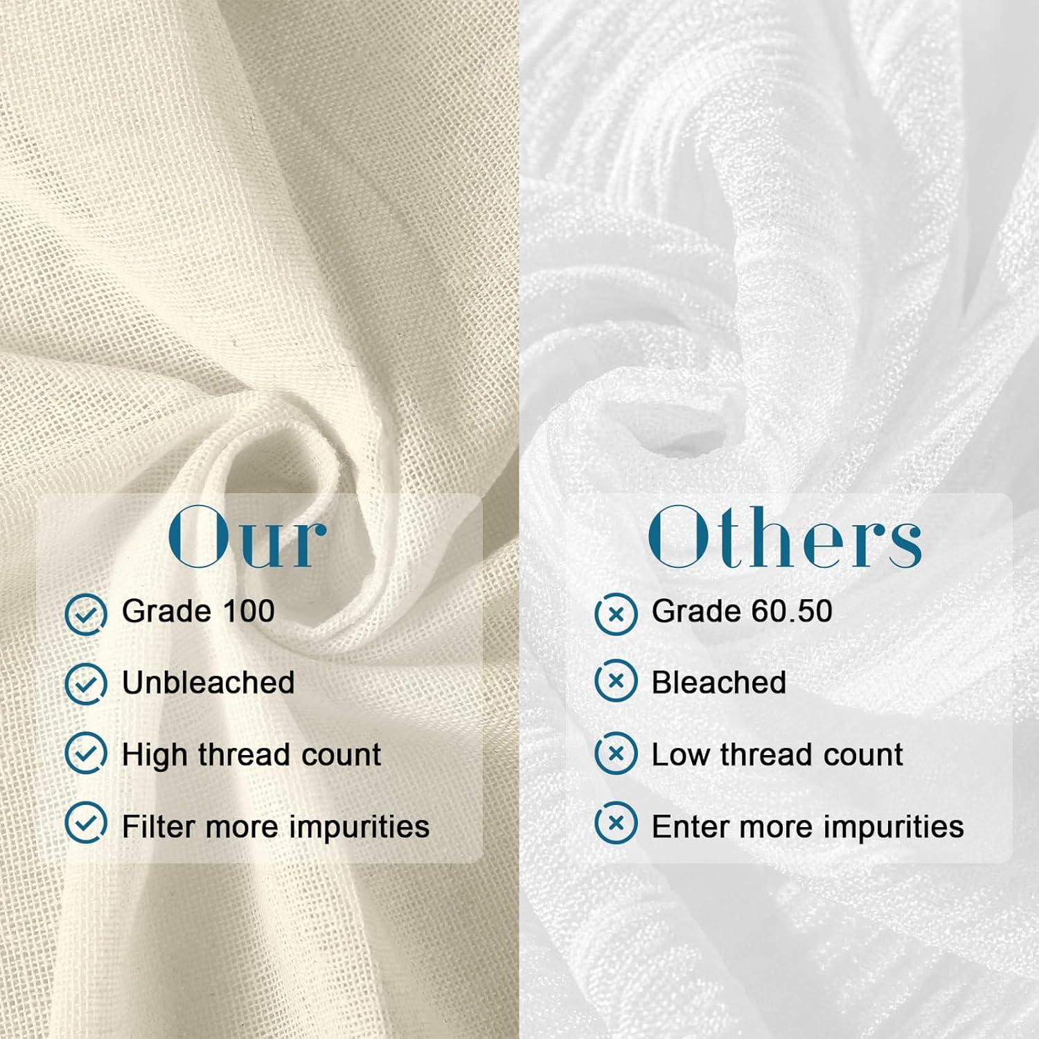 60 Piezas Tela de Queso Reutilizable Peryiter 50.8x50.8 cm