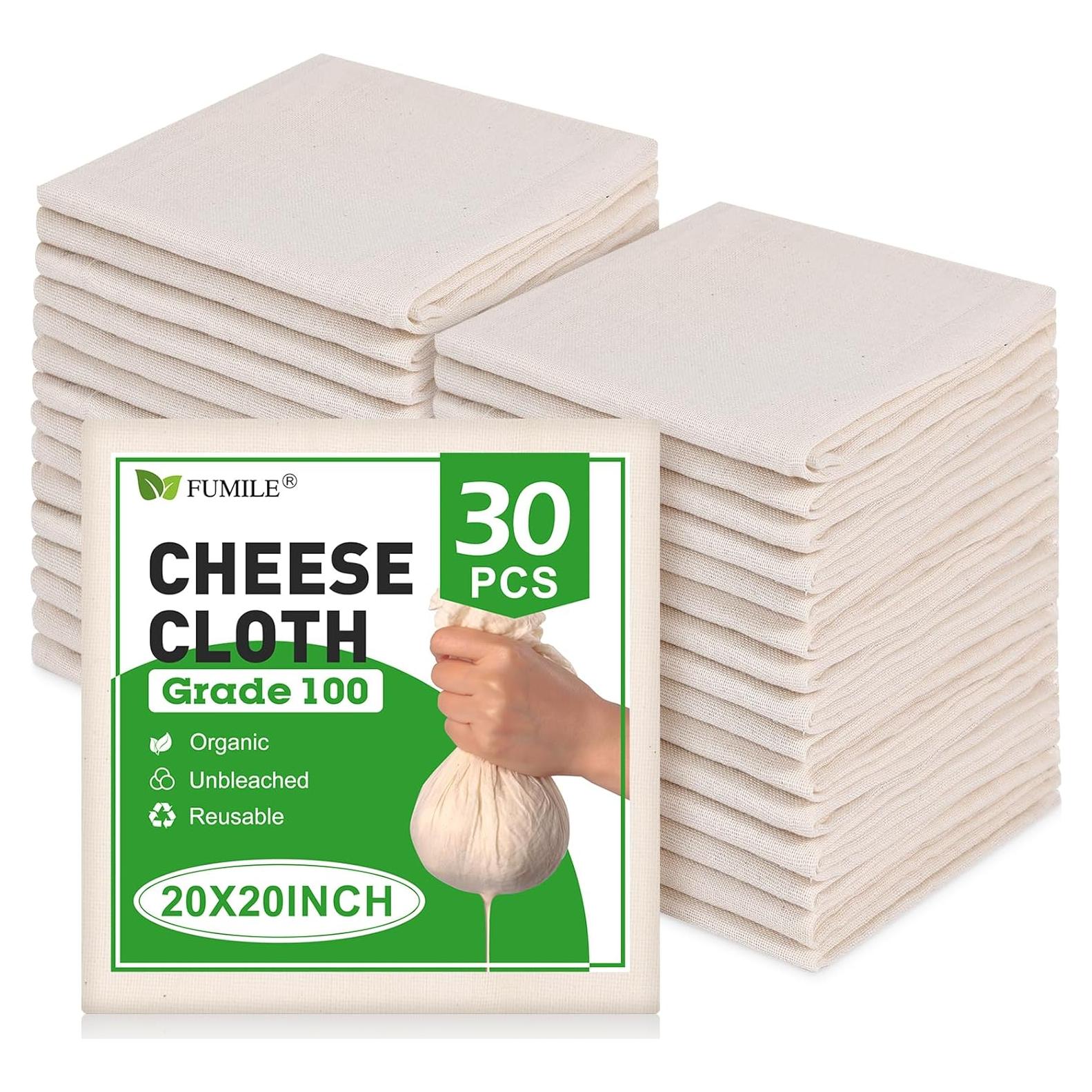 30 Paños de Queso FUMILE de Algodón Orgánico 50.8x50.8 cm