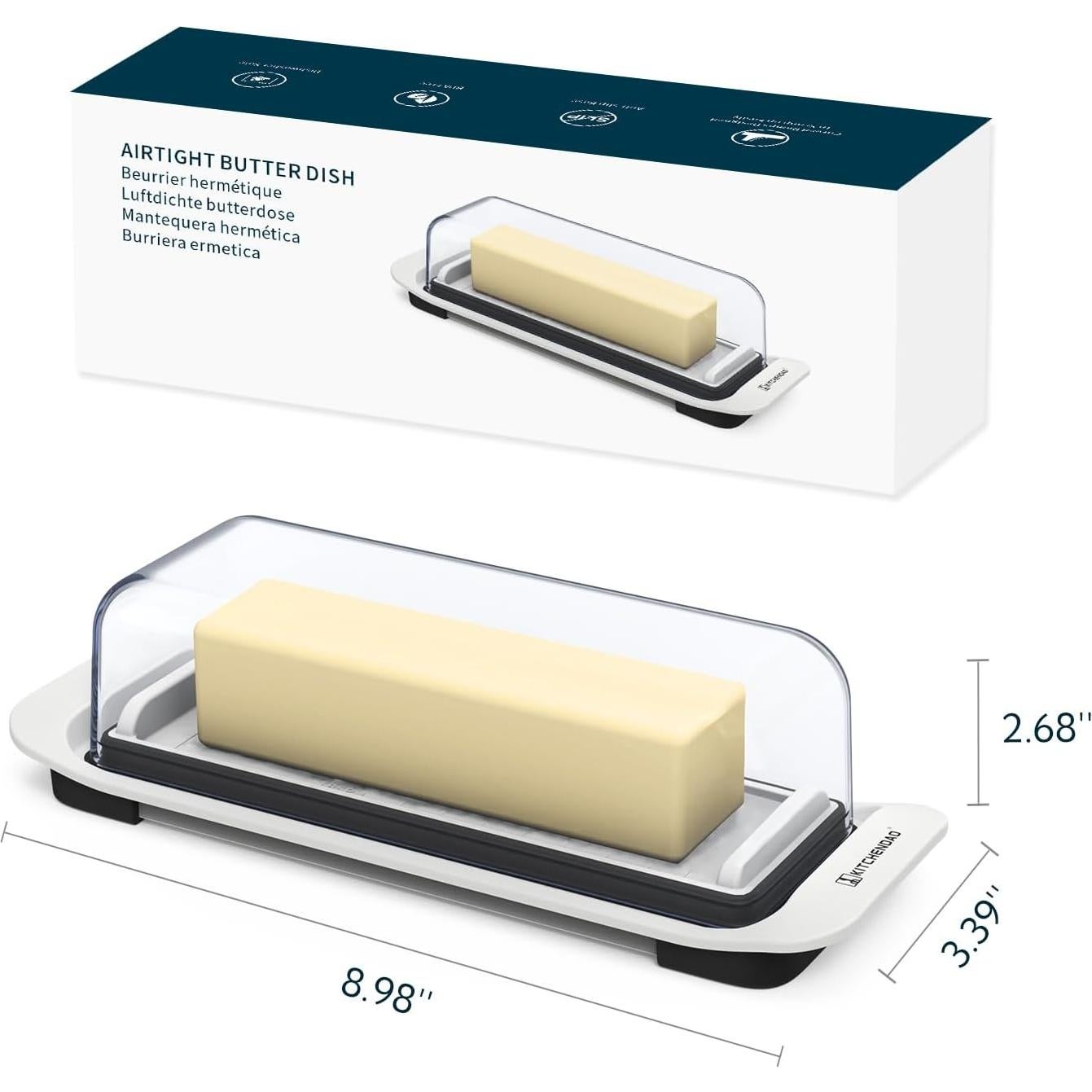 Caja de Mantequilla Hermética KITCHENDAO Blanca 22.4x7.9x6.6cm