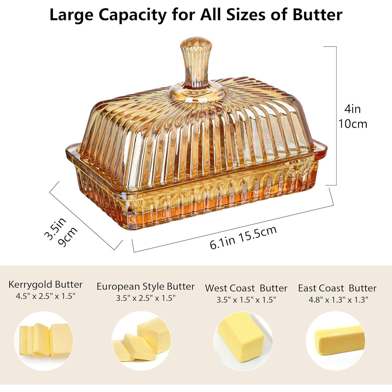 Plato de Mantequilla de Cristal Vintage con Tapa - Kapulapu