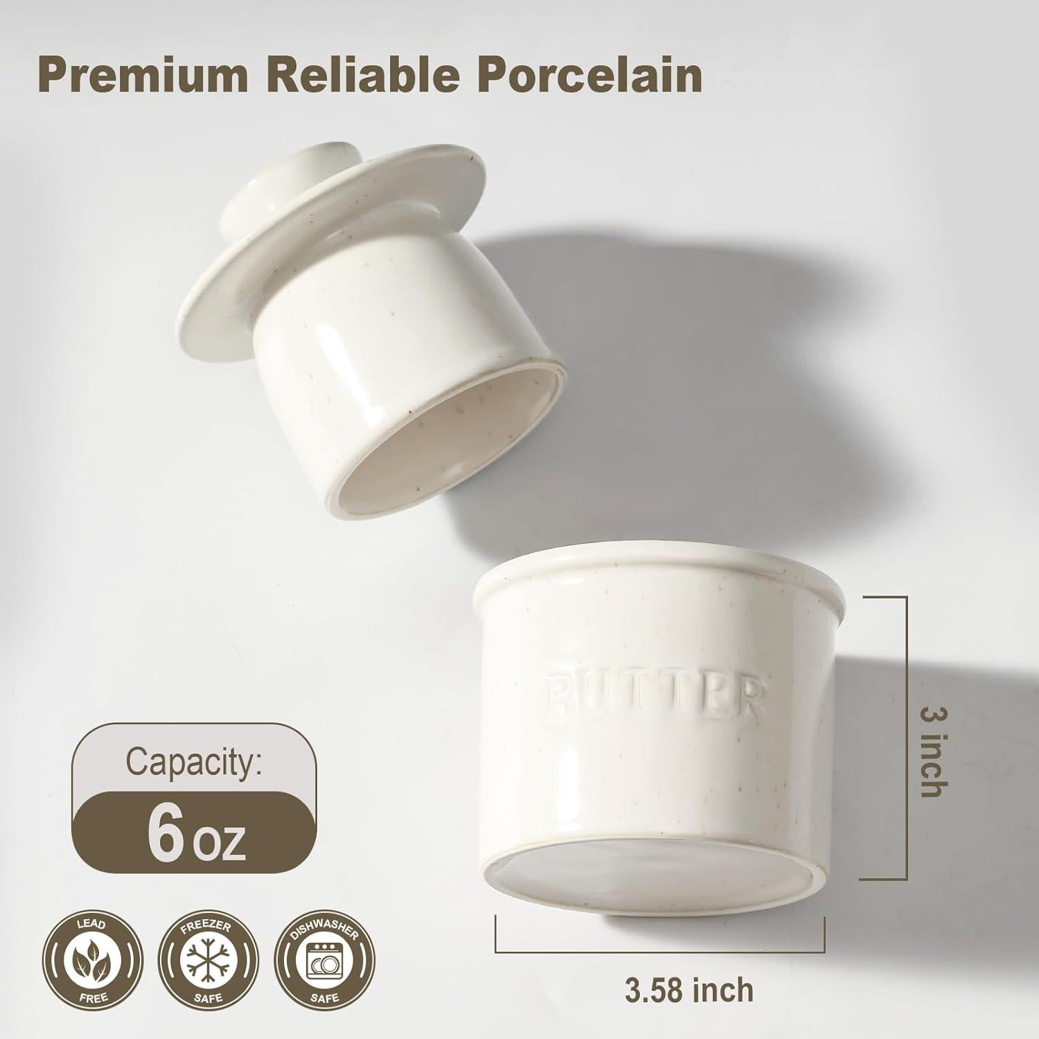 Tazón de Mantequilla con Tapa Cerámica LANDNEOO 177ml Blanco