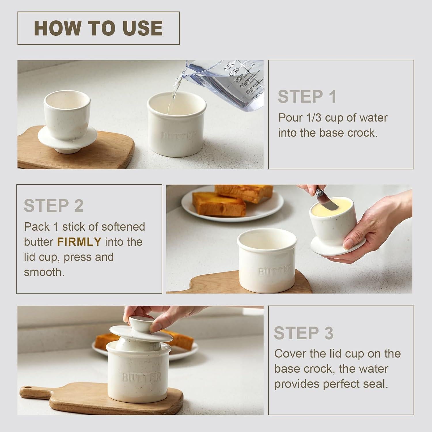 Tazón de Mantequilla con Tapa Cerámica LANDNEOO 177ml Blanco