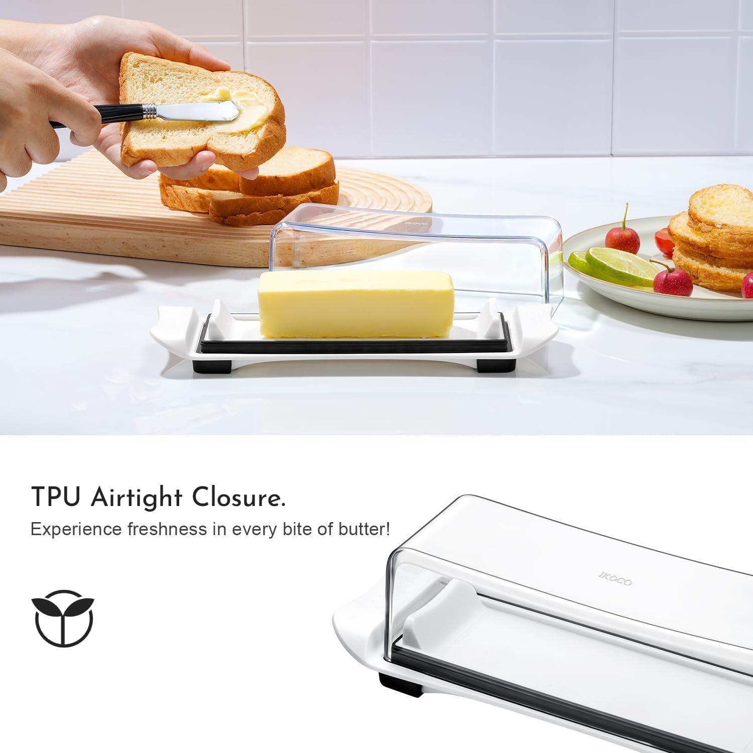 Plato para Mantequilla IKOCO Hermético Blanco 22.95x6.99cm