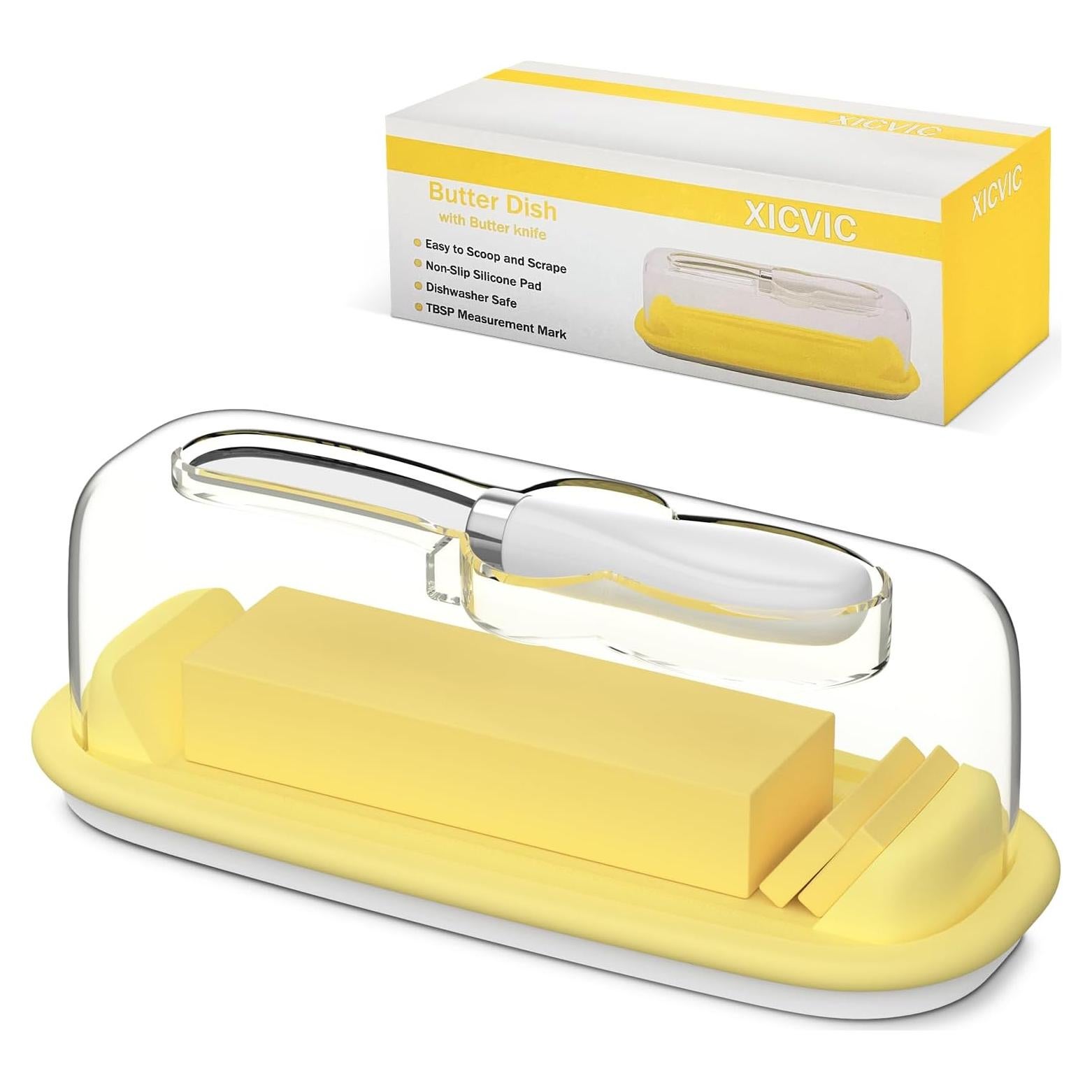 Plato para Mantequilla con Tapa y Cuchillo XICVIC 19.4x8.2cm