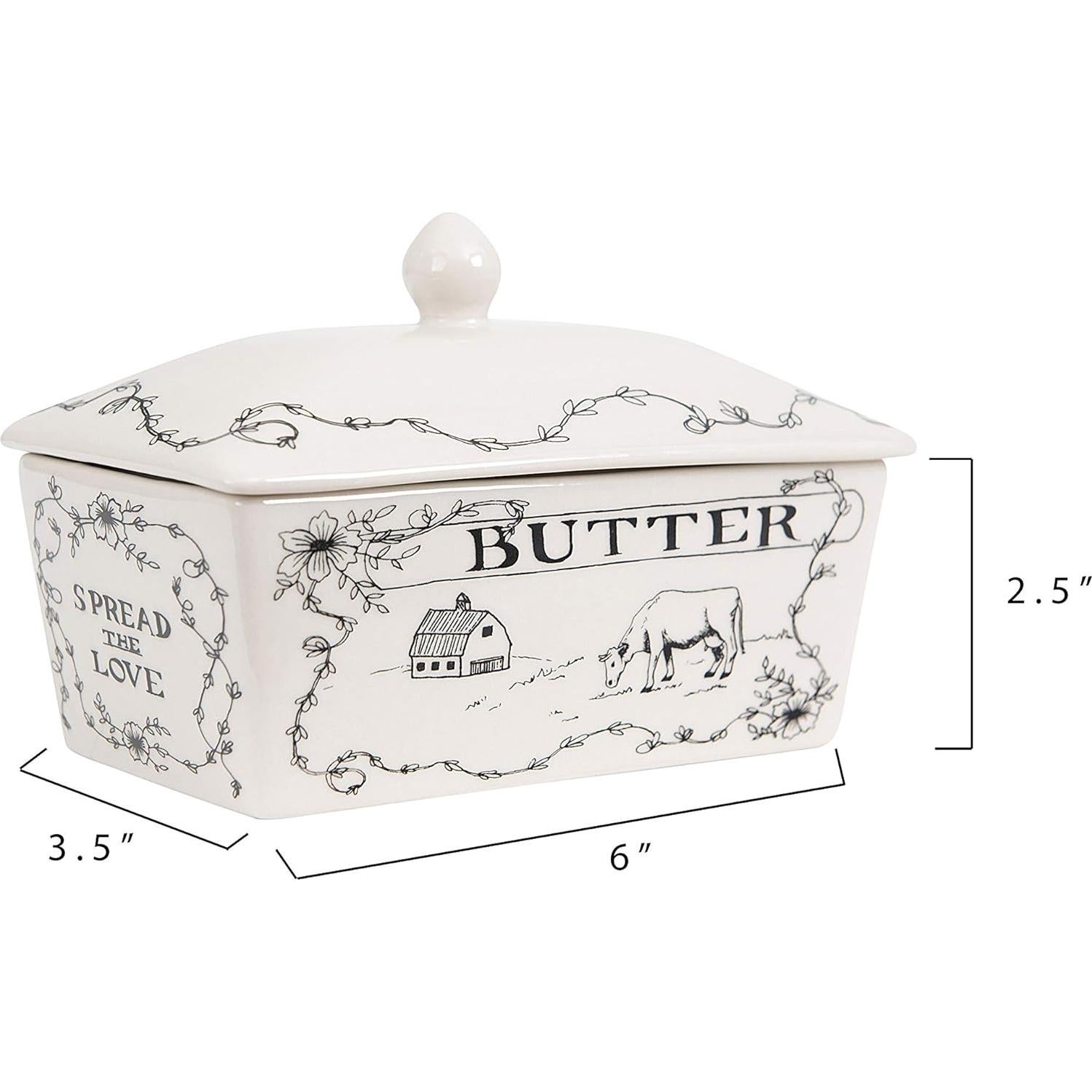 Plato de Mantequilla Creative Co-Op con Tapa 17.15x10.16cm