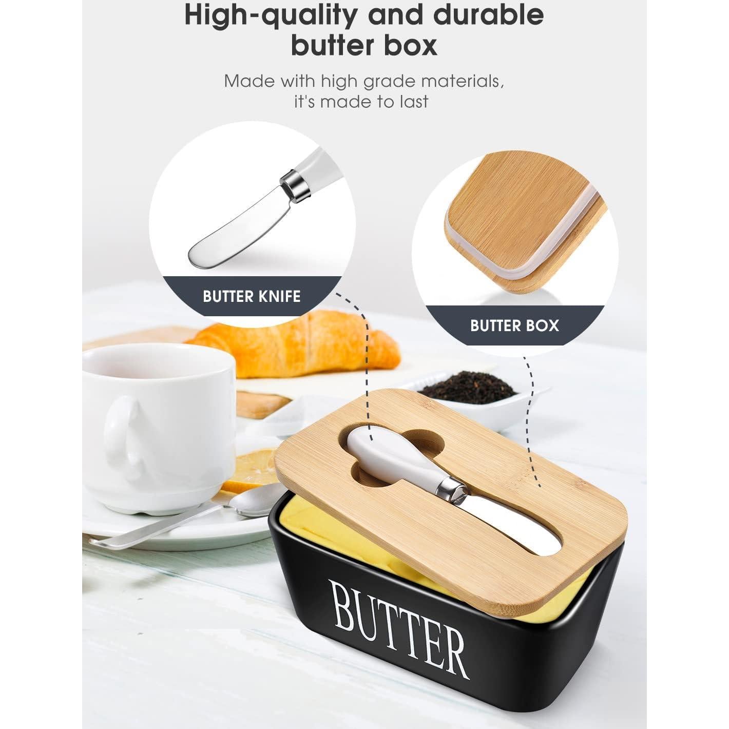 Plato de Mantequilla con Tapa AISBUGUR Cerámica Negra 15.2x9.9cm