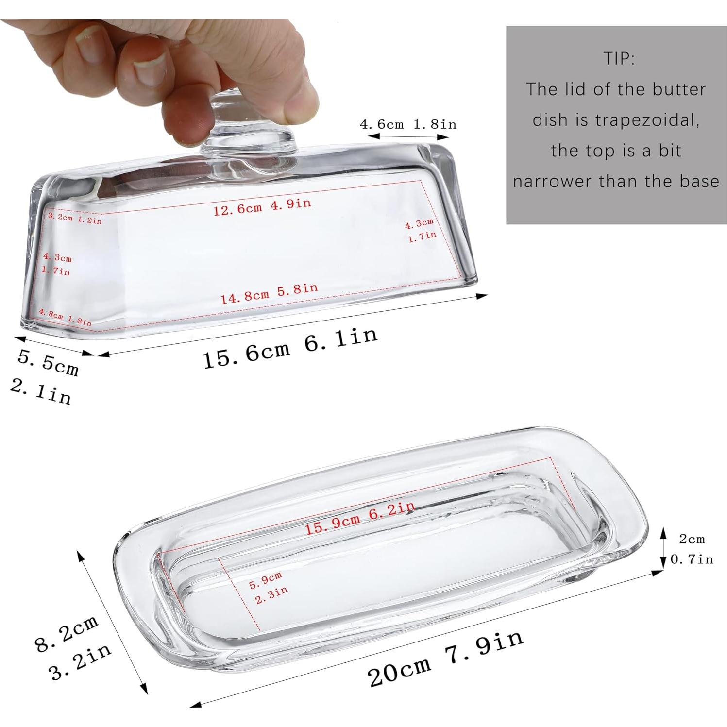 Plato de Mantequilla de Vidrio QFkris 20.3 cm con Tapa