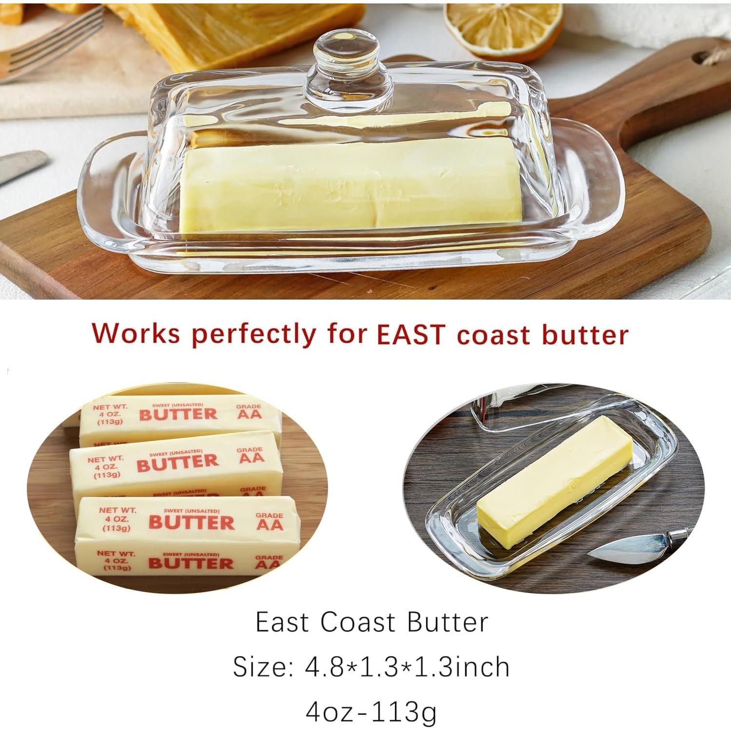 Plato de Mantequilla de Vidrio QFkris 20.3 cm con Tapa