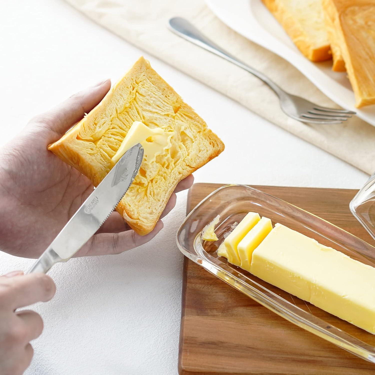 Plato de Mantequilla de Vidrio QFkris 20.3 cm con Tapa