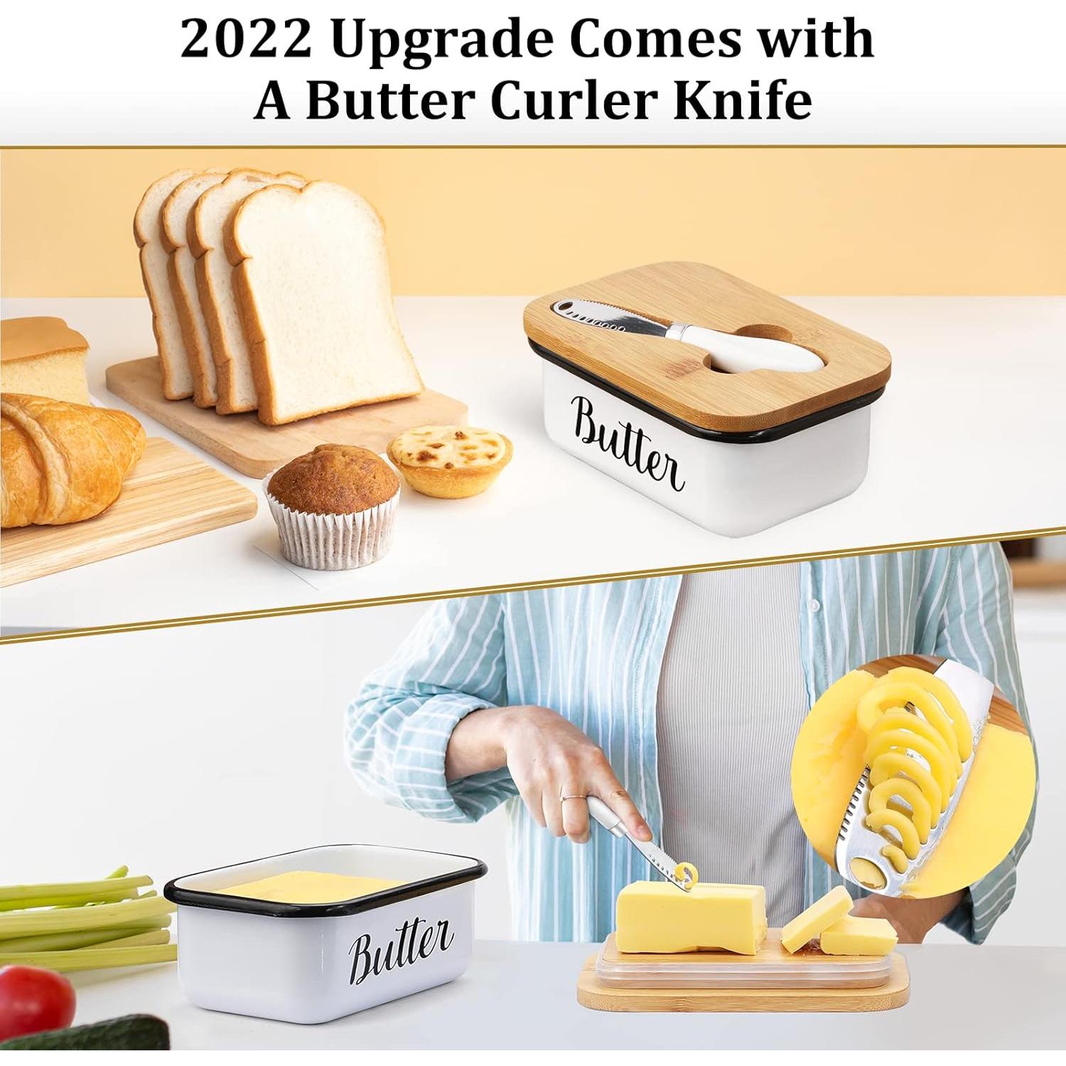 Plato de Mantequilla LANDNEOO con Tapa y Cuchillo Acero Inoxidable