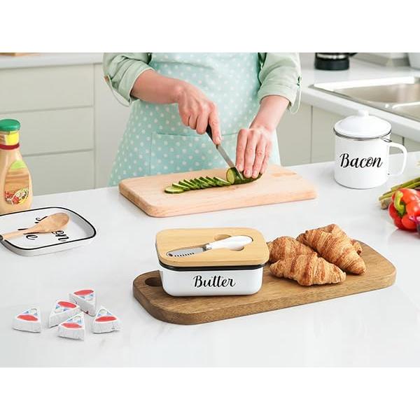 Plato de Mantequilla LANDNEOO con Tapa y Cuchillo Acero Inoxidable