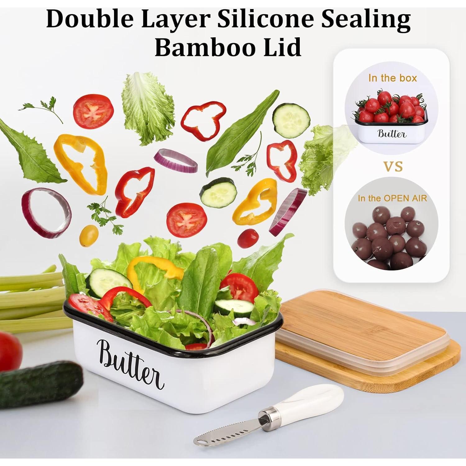 Plato de Mantequilla LANDNEOO con Tapa y Cuchillo Acero Inoxidable