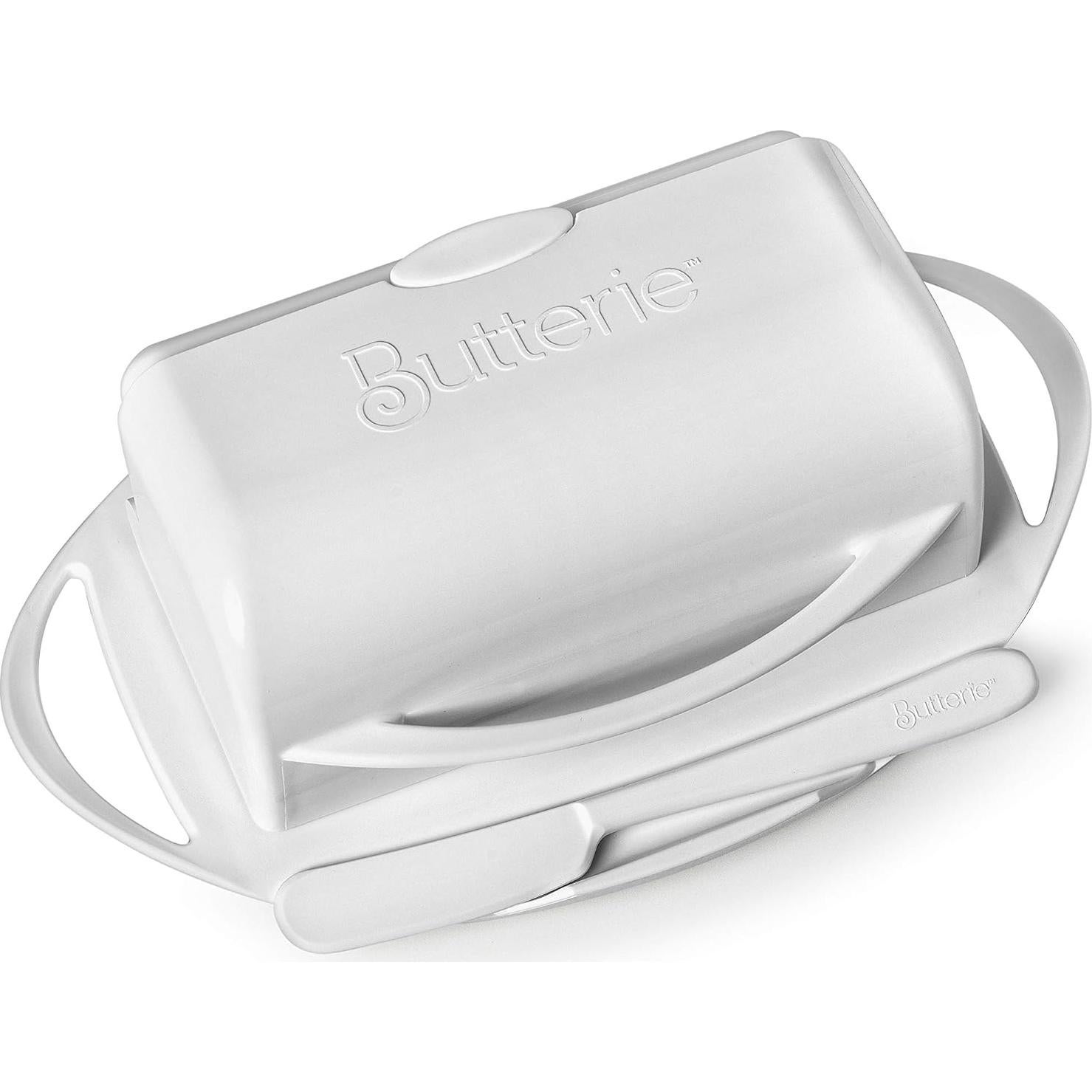 Butterie Tazón de Mantequilla Blanco con Tapa y Cuchillo 226g