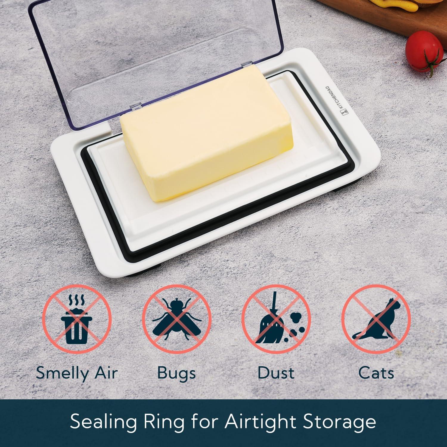 Plato de Mantequilla Hermético KITCHENDAO con Tapa 2 Barras