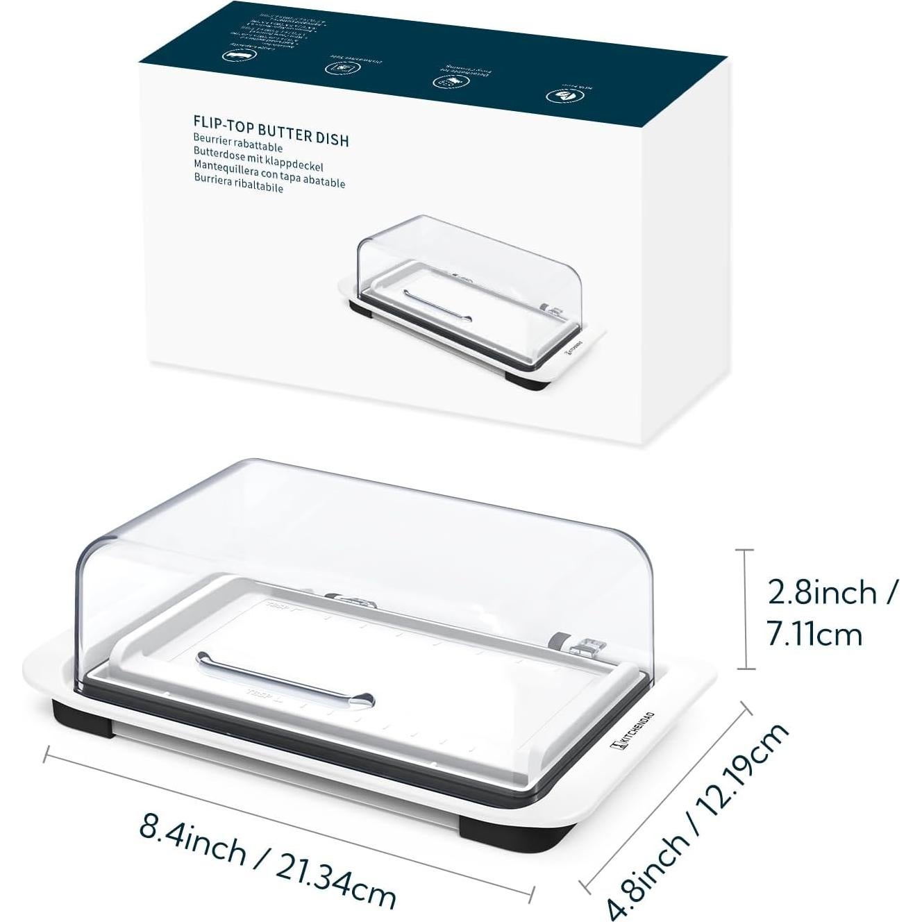 Plato de Mantequilla Hermético KITCHENDAO con Tapa 2 Barras