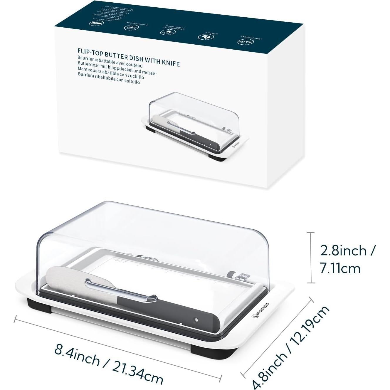 Tazón de Mantequilla Hermético KITCHENDAO con Cuchillo 388g