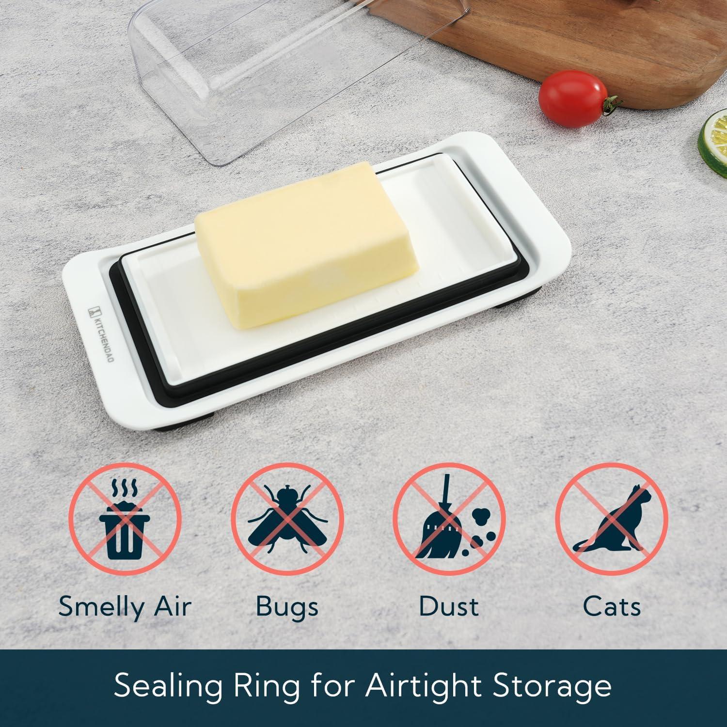 Plato de Mantequilla Hermético KITCHENDAO Blanco 22x10cm