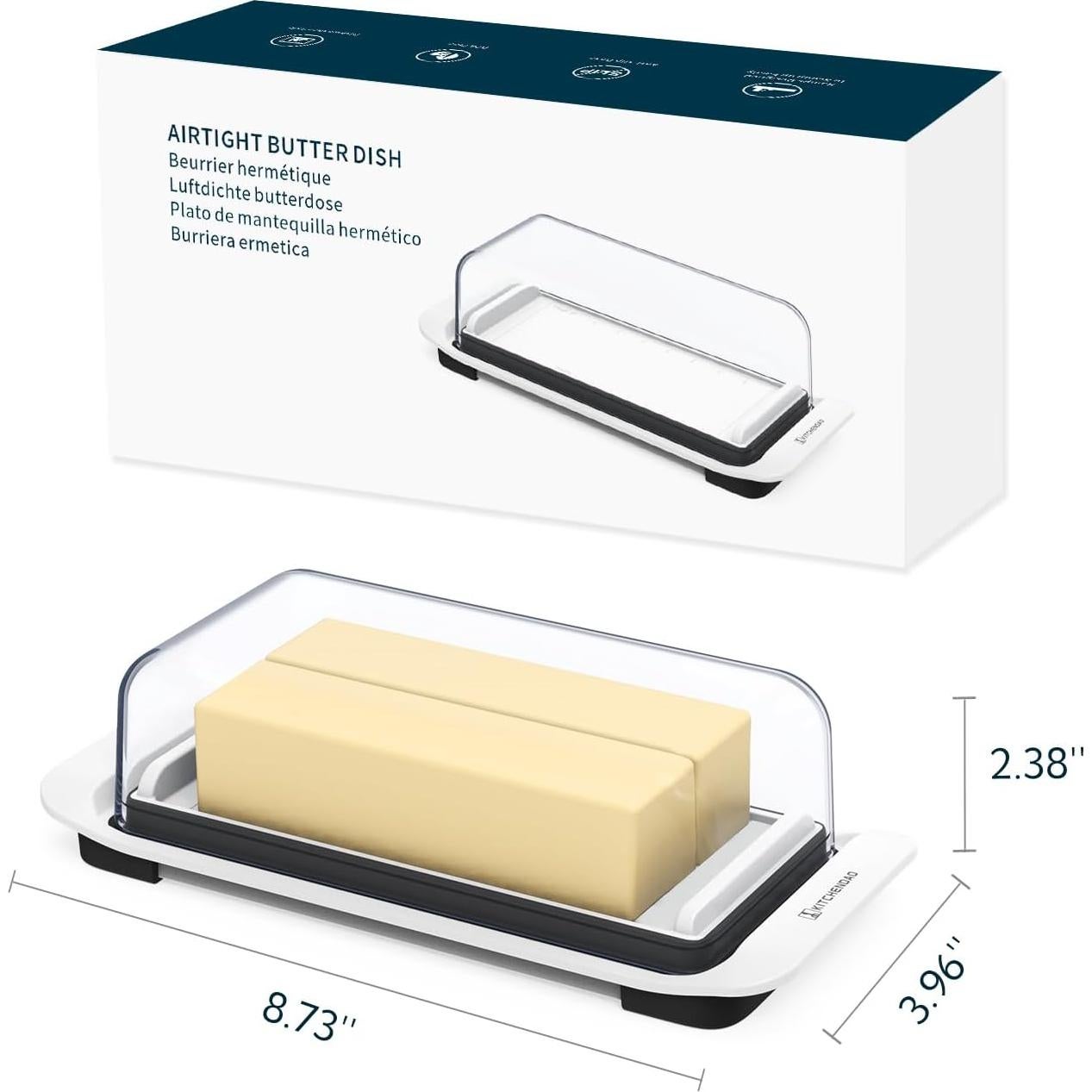 Plato de Mantequilla Hermético KITCHENDAO Blanco 22x10cm