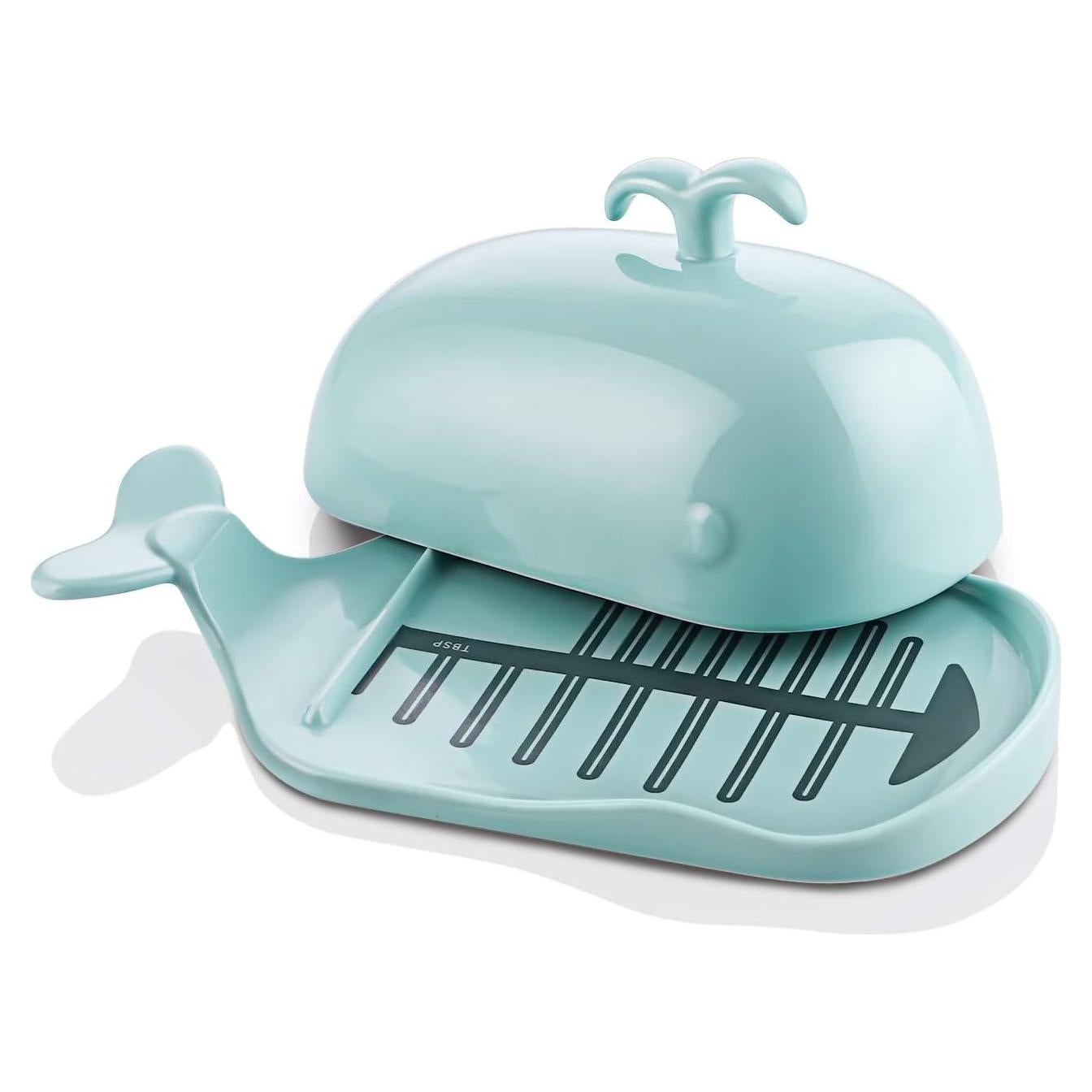 Plato de Mantequilla Ballena DOWAN Turquesa 22.86x8.89cm