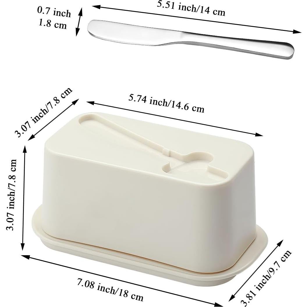 Plato de Mantequilla Evanda con Tapa y Cuchillo de Acero Inoxidable