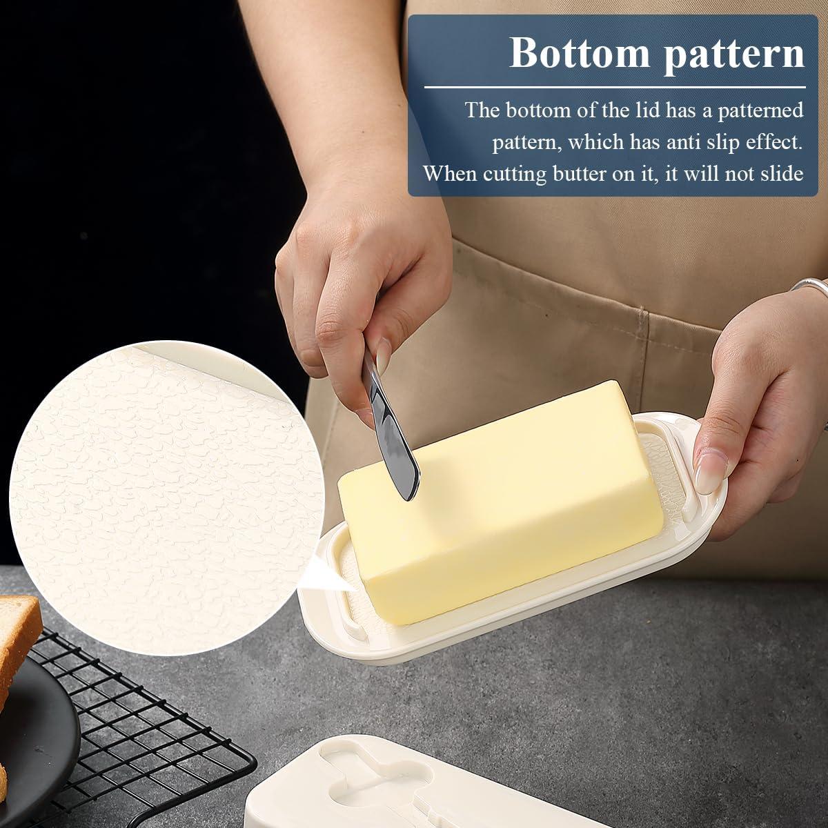 Plato de Mantequilla Evanda con Tapa y Cuchillo de Acero Inoxidable