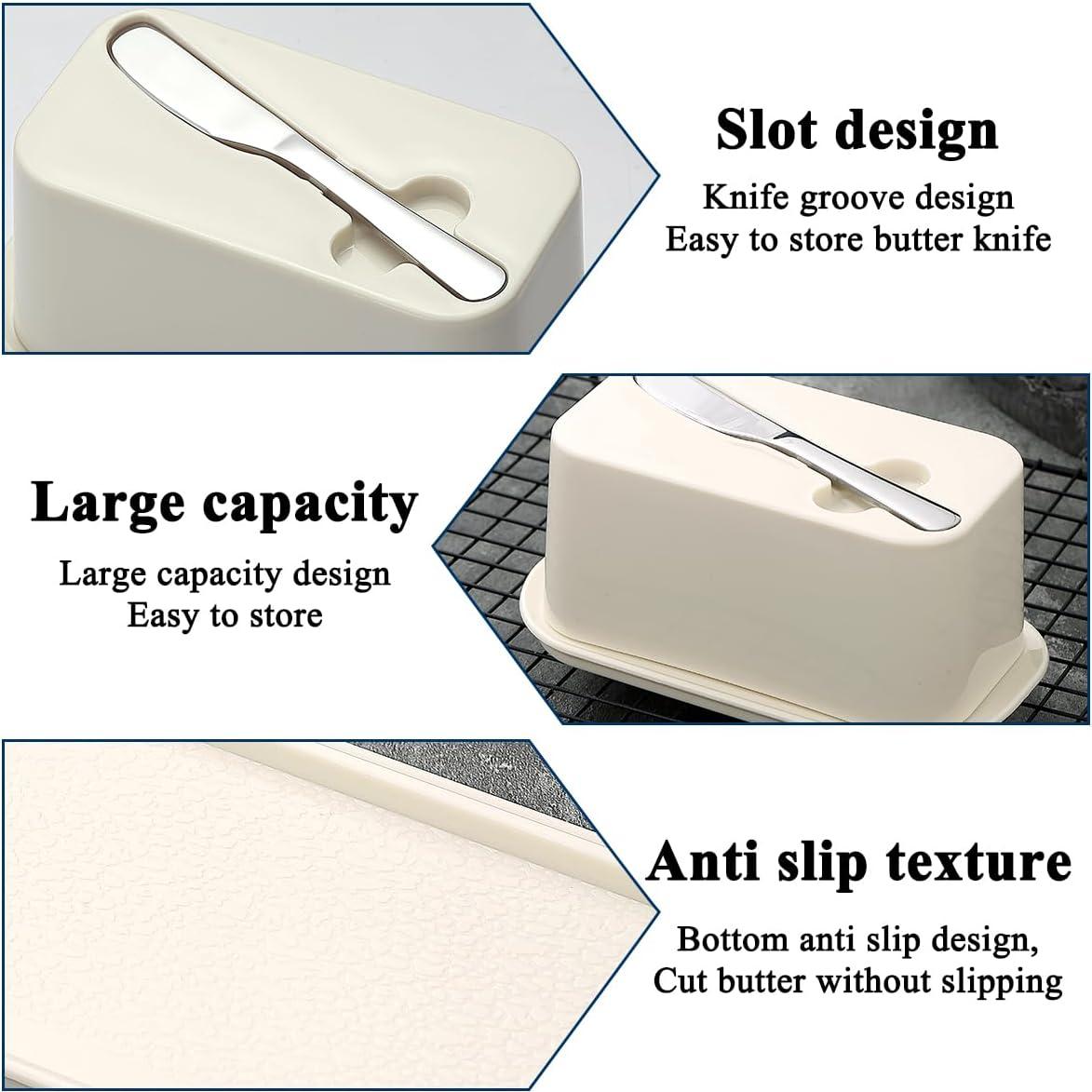 Plato de Mantequilla Evanda con Tapa y Cuchillo de Acero Inoxidable