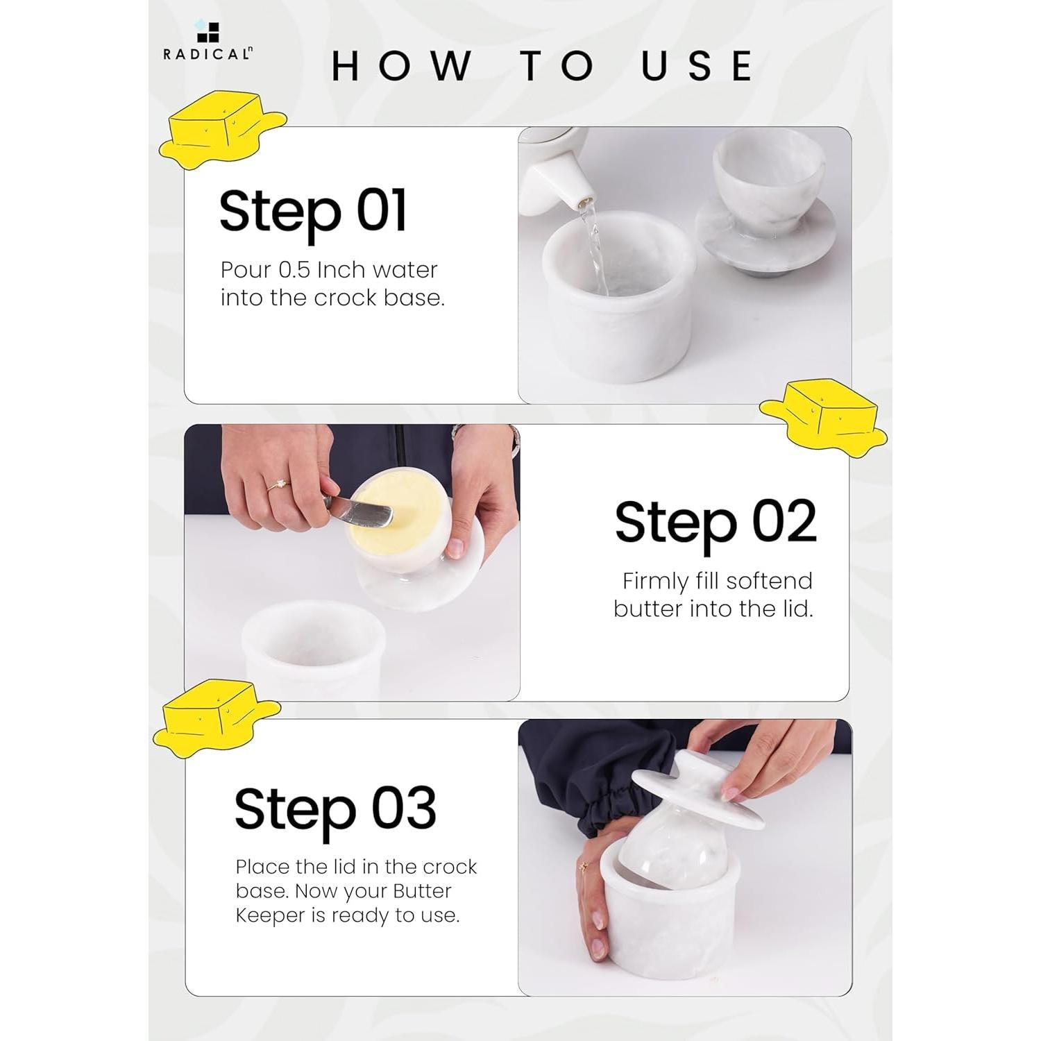 Conservador de Mantequilla de Mármol Radicaln 10.8 cm Blanco