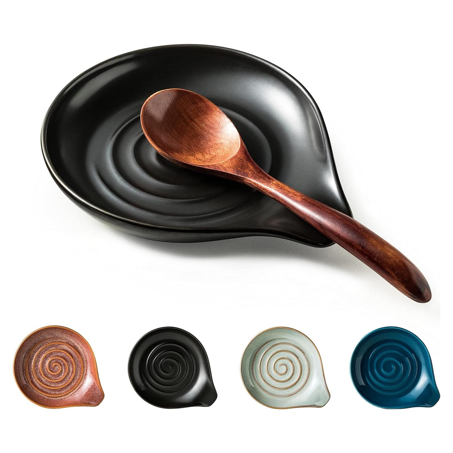 Soporte para Cucharas Cormomu Cerámica Negra 15.5x12.7cm