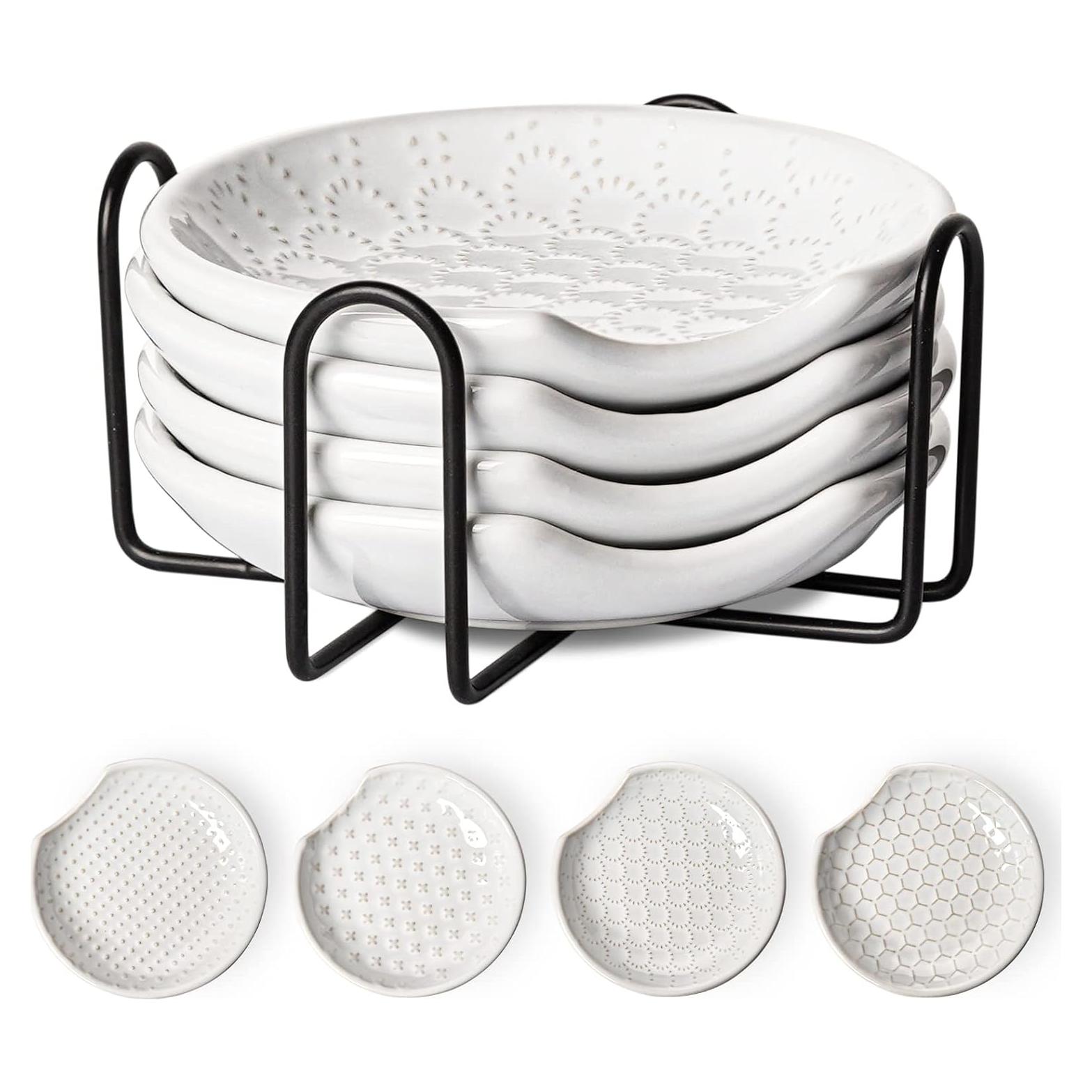 Soporte para Cuchara LE TAUCI Cerámica 4 Piezas + Soporte Metal