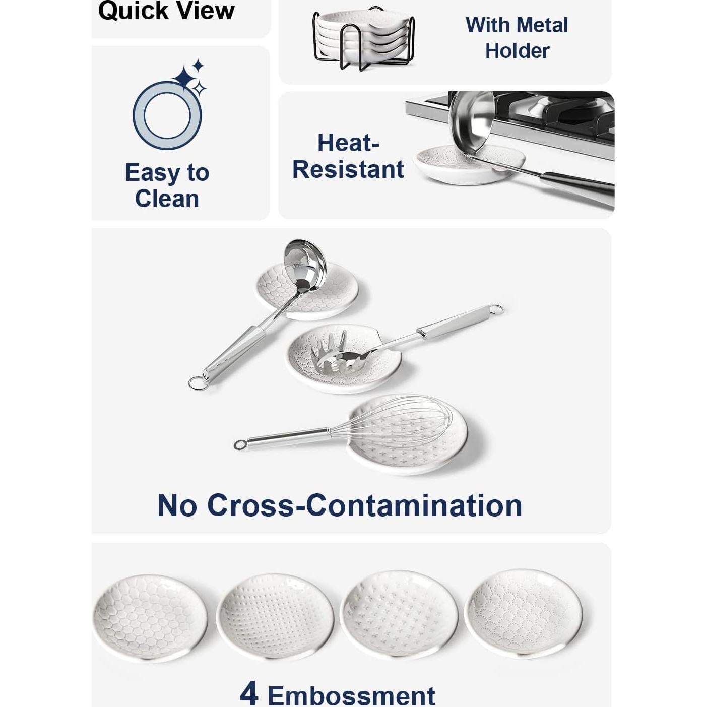 Soporte para Cuchara LE TAUCI Cerámica 4 Piezas + Soporte Metal