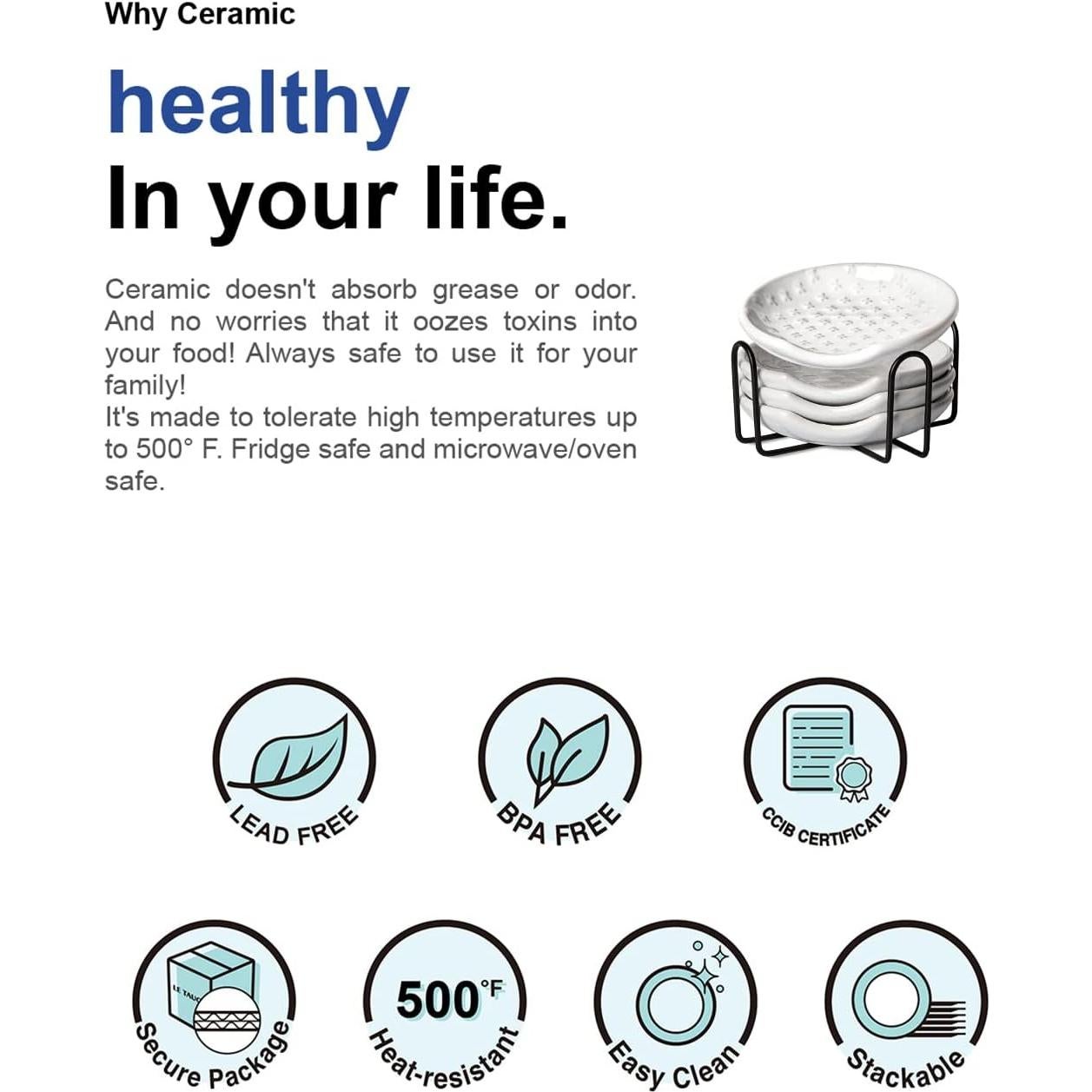 Soporte para Cuchara LE TAUCI Cerámica 4 Piezas + Soporte Metal