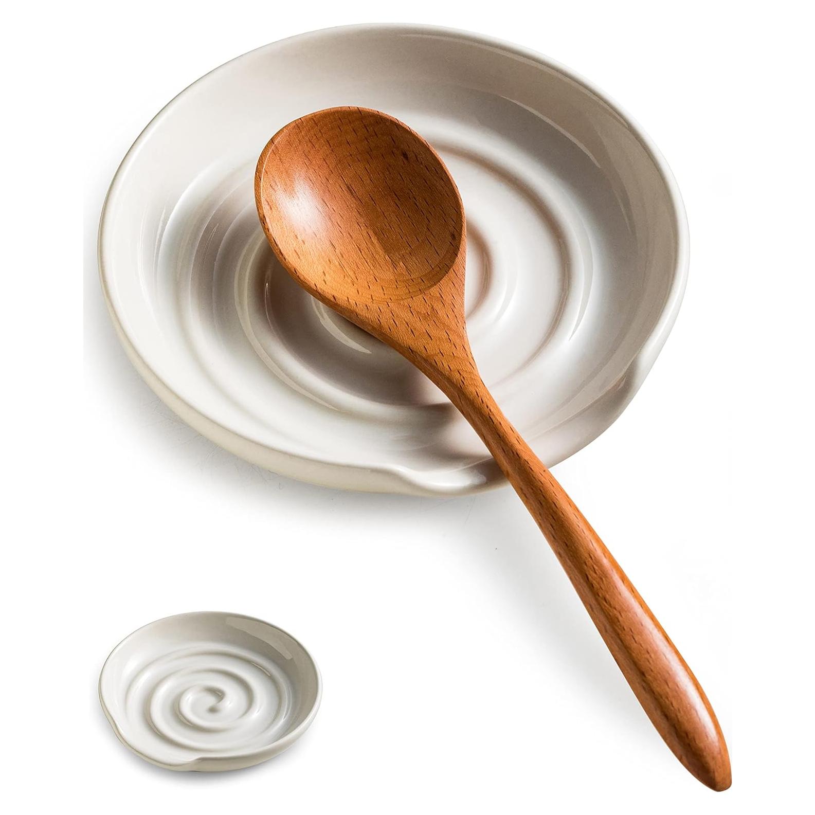 Reposacucharas de cerámica Cormomu blanco 13x12.5 cm