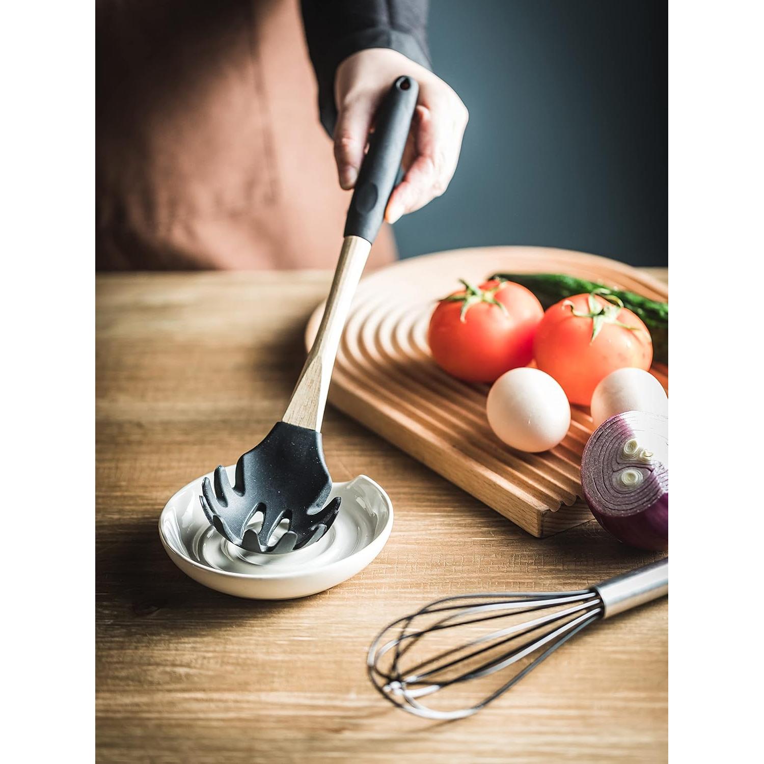 Reposacucharas de cerámica Cormomu blanco 13x12.5 cm