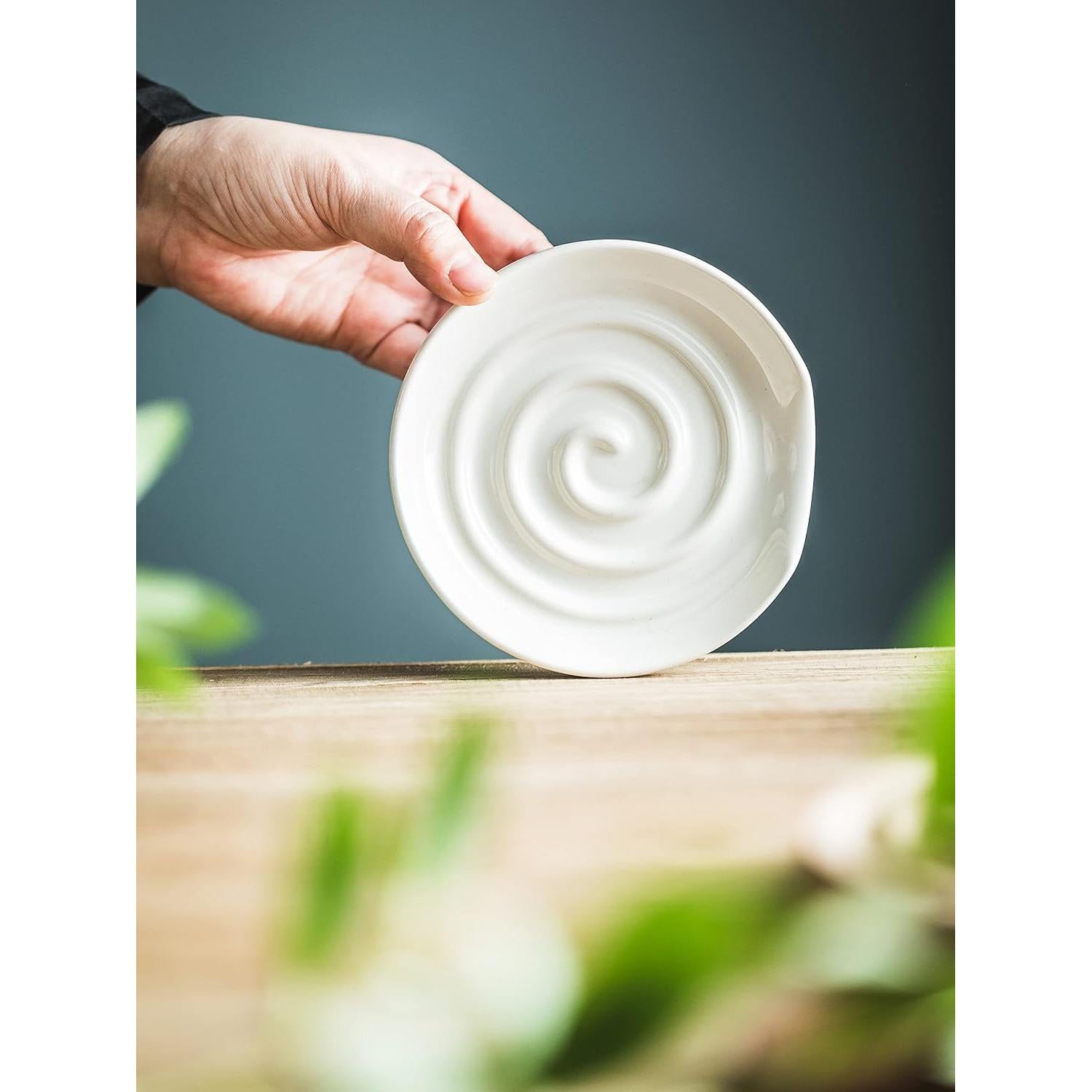 Reposacucharas de cerámica Cormomu blanco 13x12.5 cm