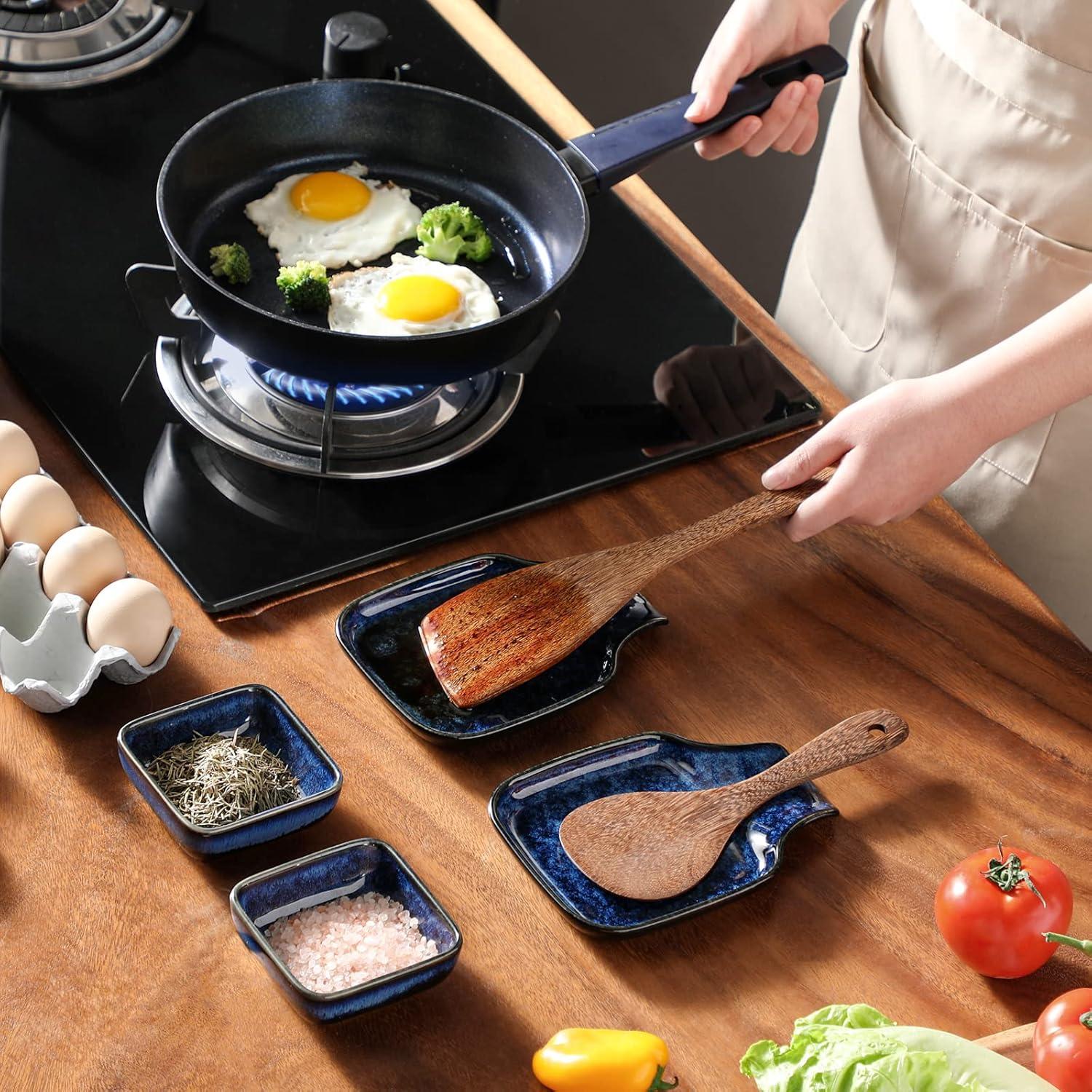 Reposacucharas de cerámica vancasso azul 17.8 cm 2 piezas