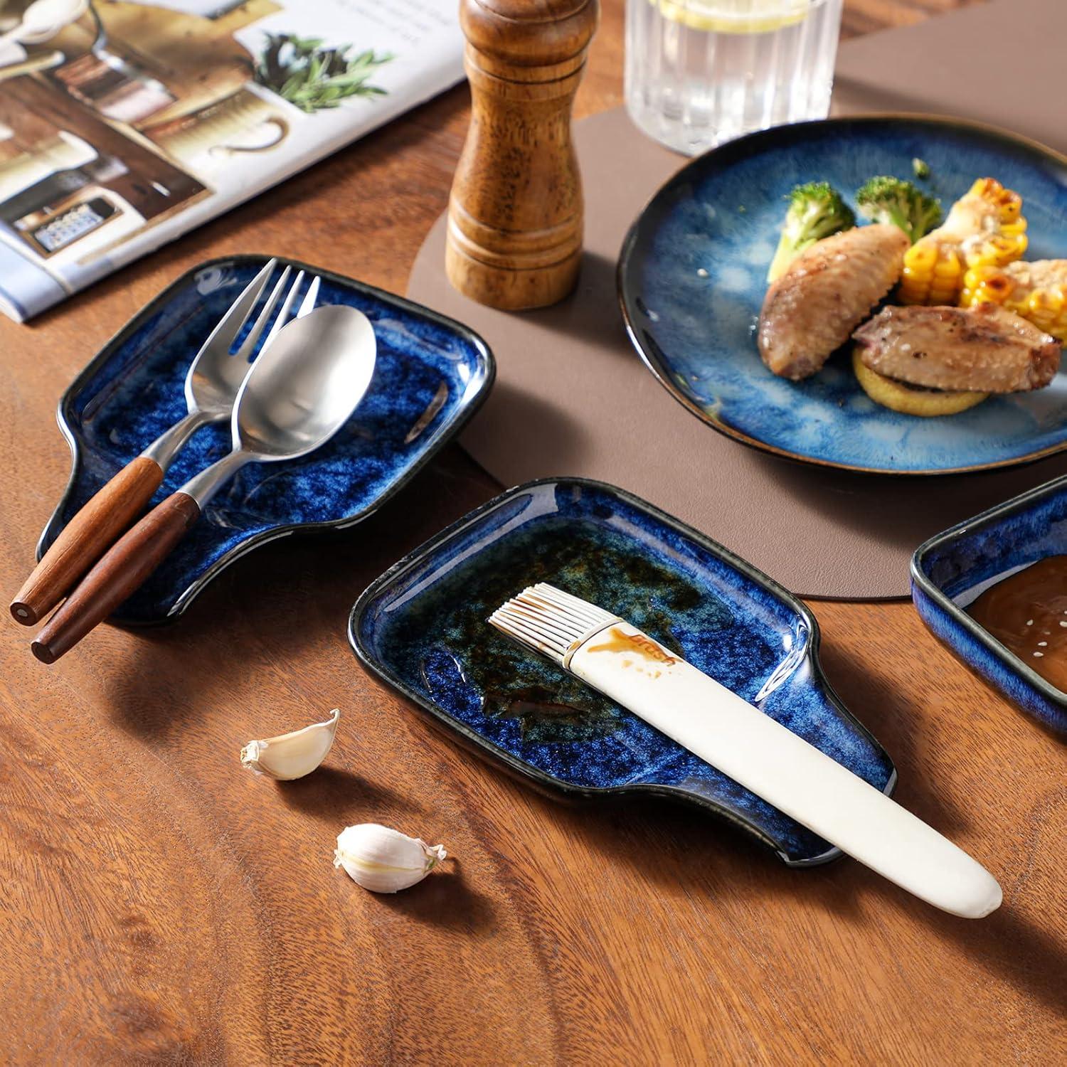 Reposacucharas de cerámica vancasso azul 17.8 cm 2 piezas