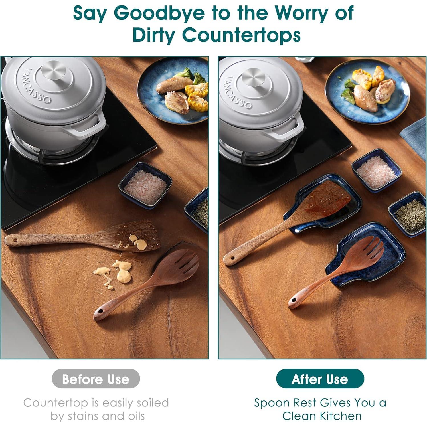 Reposacucharas de cerámica vancasso azul 17.8 cm 2 piezas