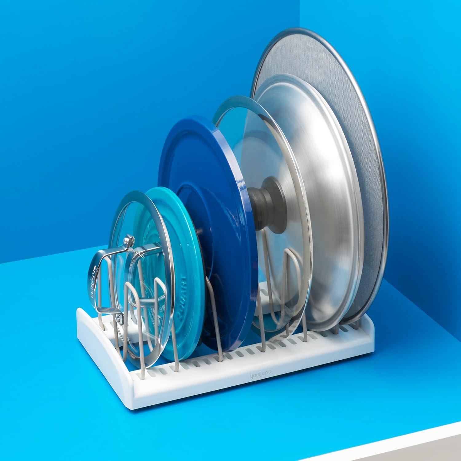 Soporte para Tapas de Olla YouCopia Estándar Blanco Ajustable