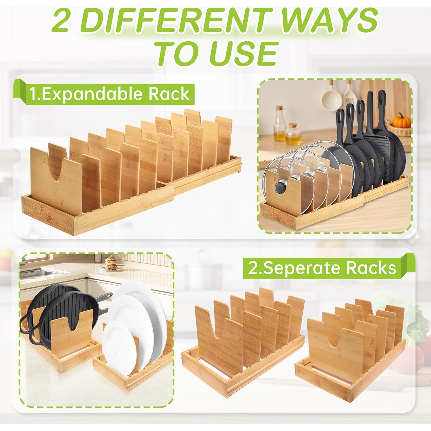 Organizador de Ollas y Sartenes ITDYB de Bambú Expandible